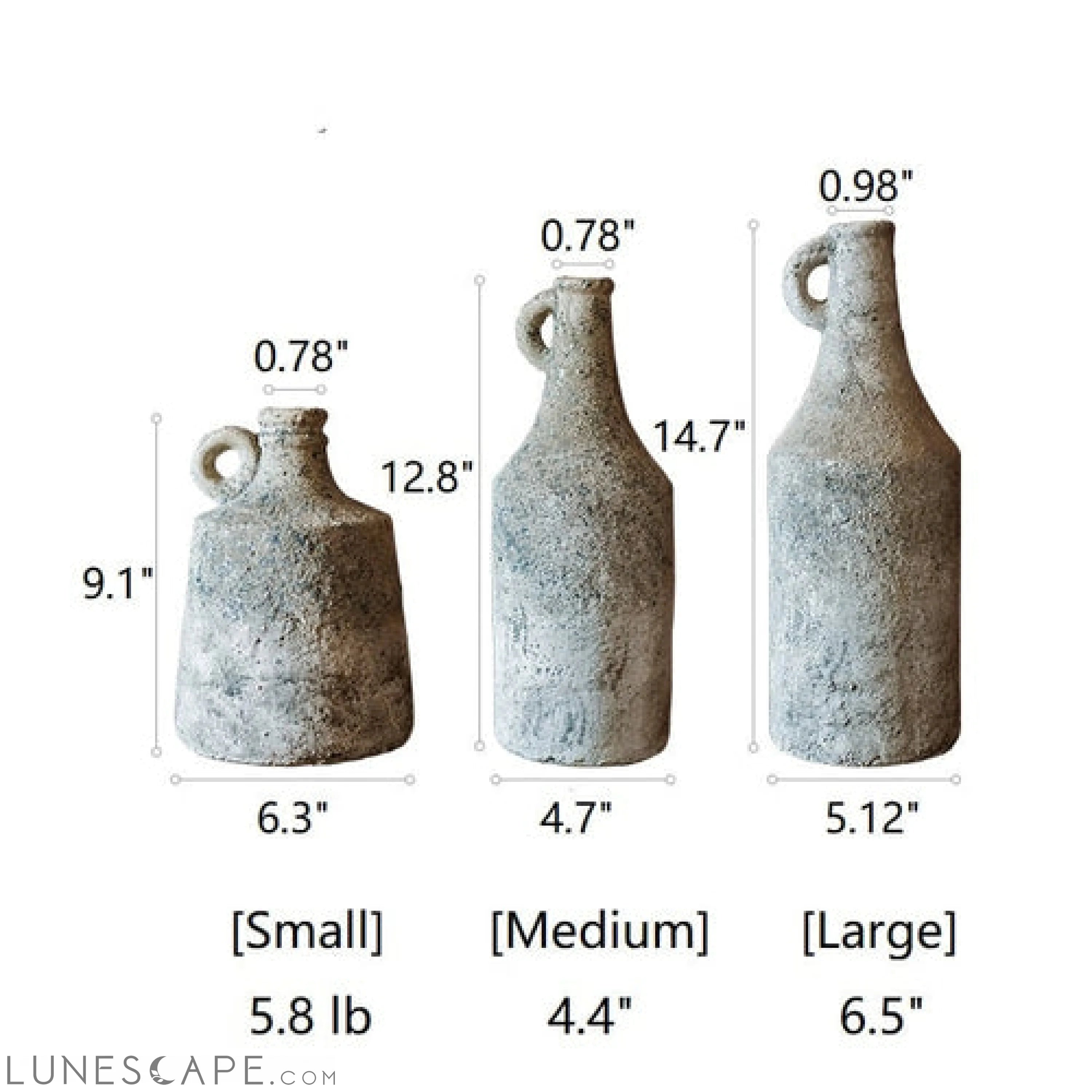 Small Opening Rough Textured Dried Flower Vase LUNESCAPE