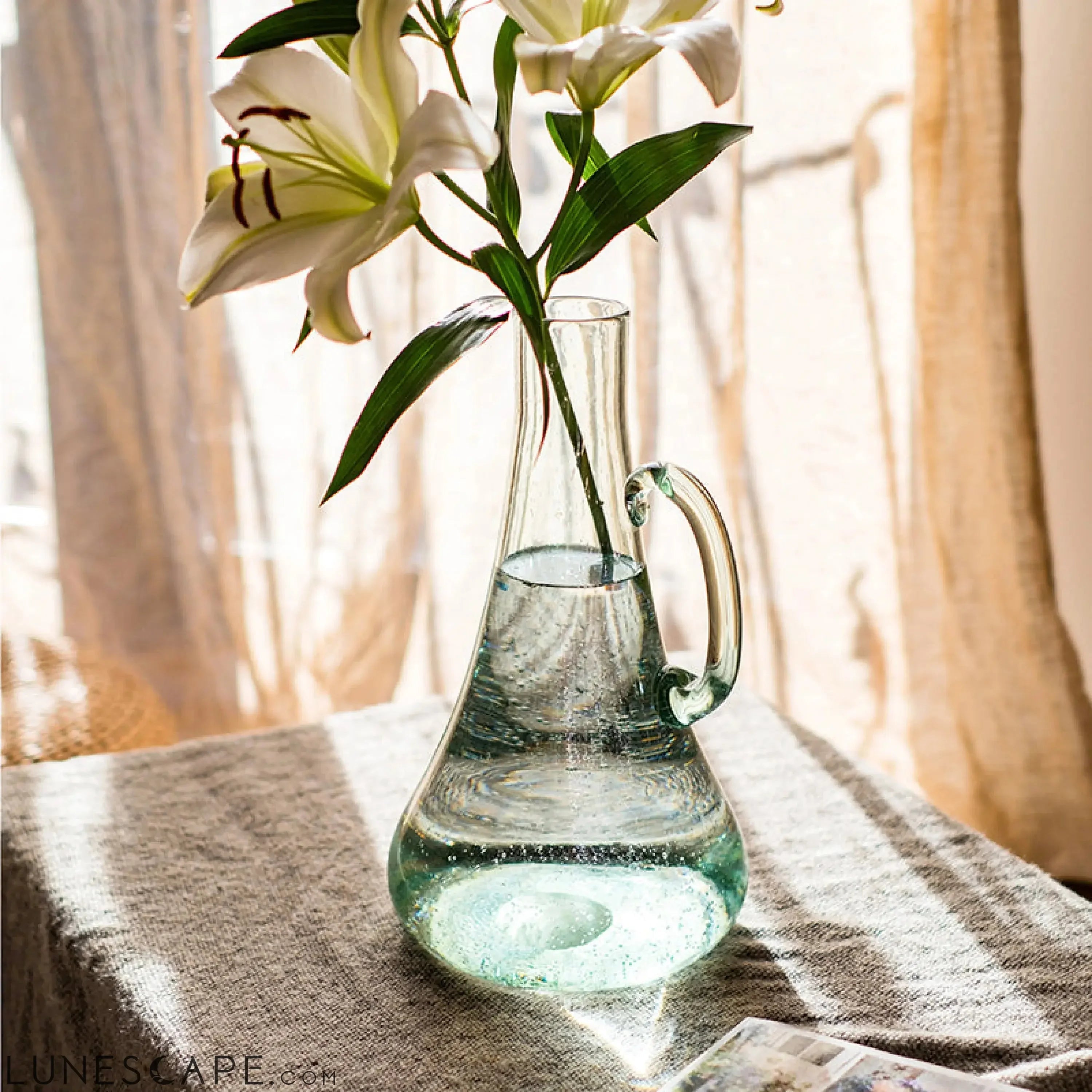 Small Openning Bubble Glass Kettle Vase 13" Tall LUNESCAPE
