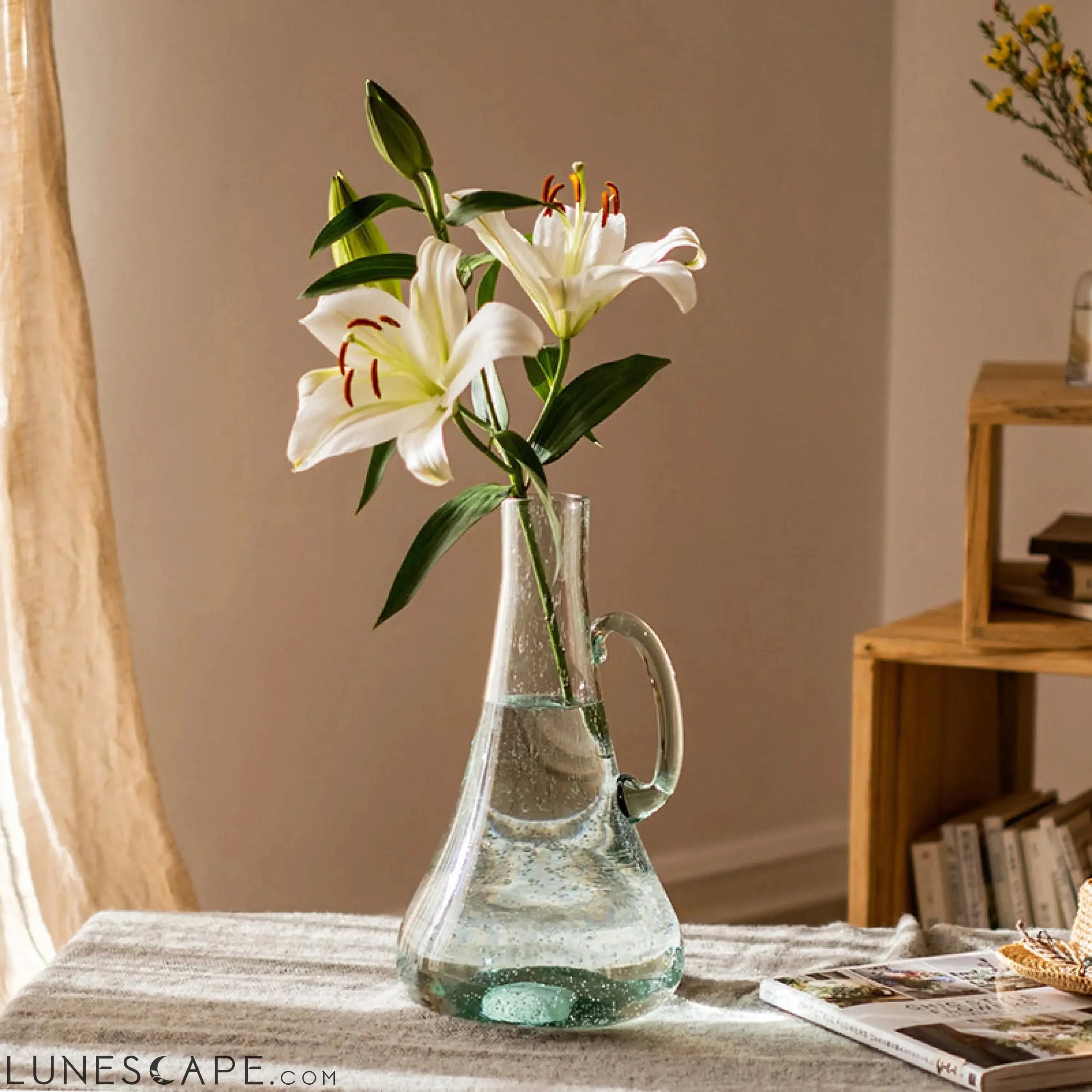 Small Openning Bubble Glass Kettle Vase 13" Tall LUNESCAPE