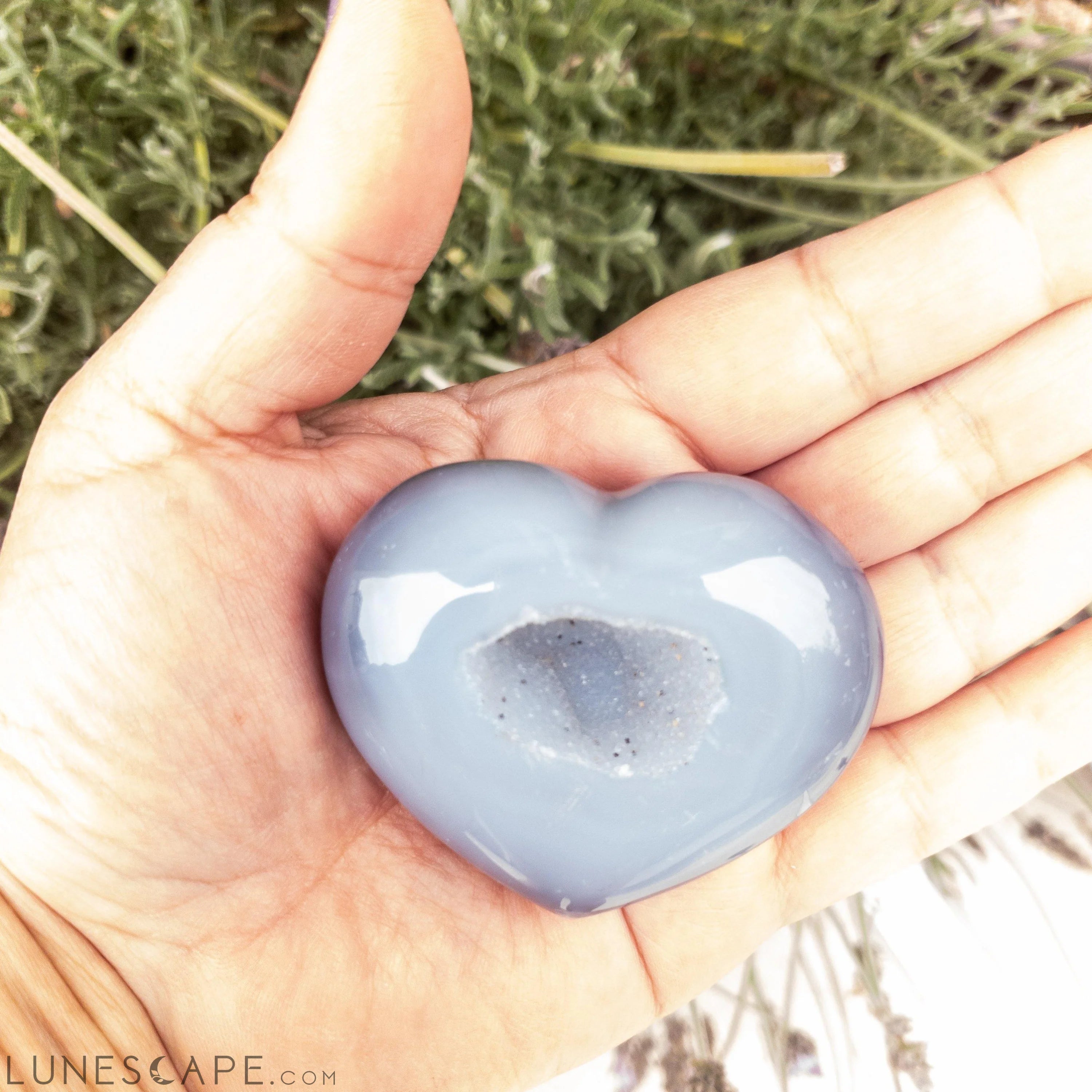 Small Puffy Agate Heart With Druzy Center LUNESCAPE