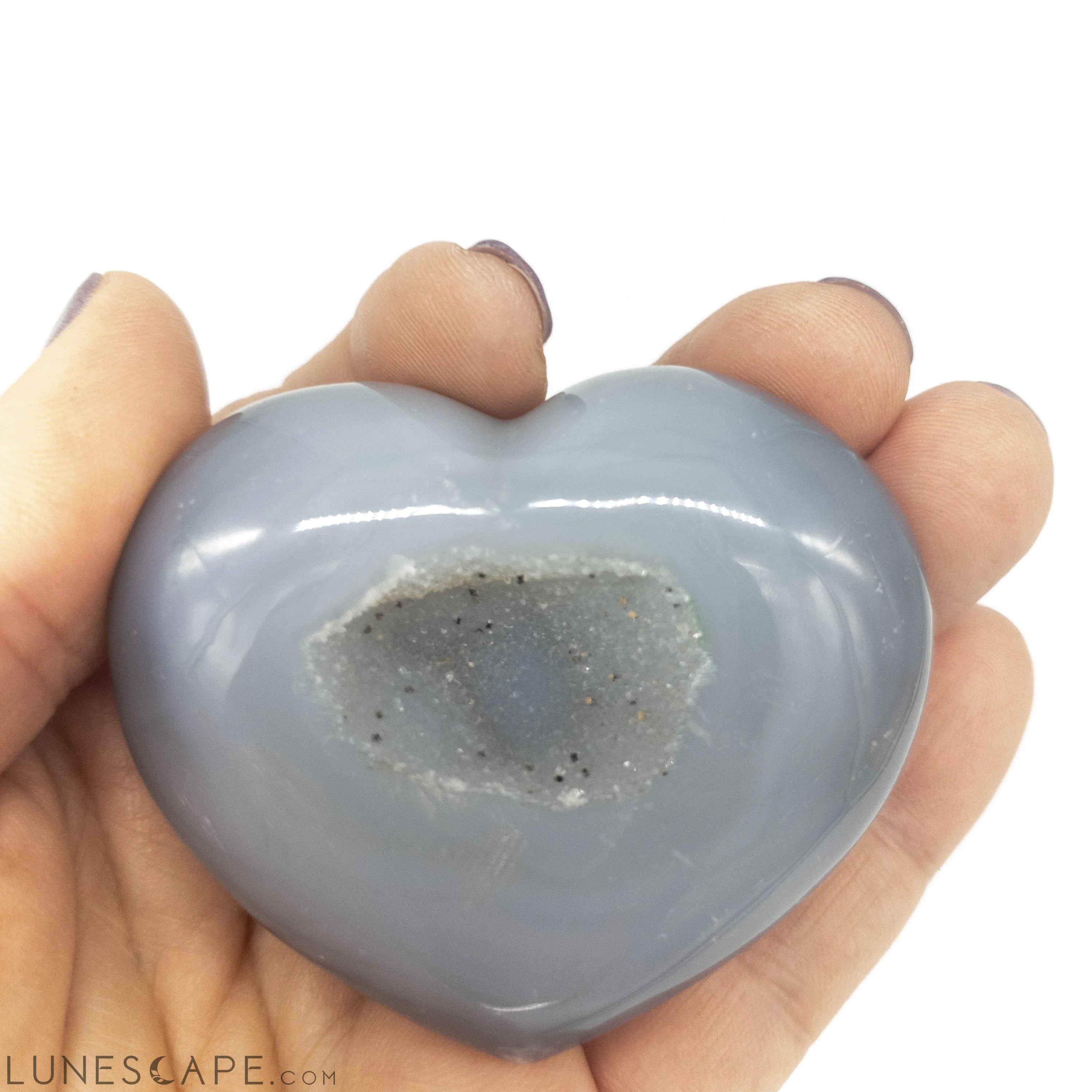 Small Puffy Agate Heart With Druzy Center LUNESCAPE