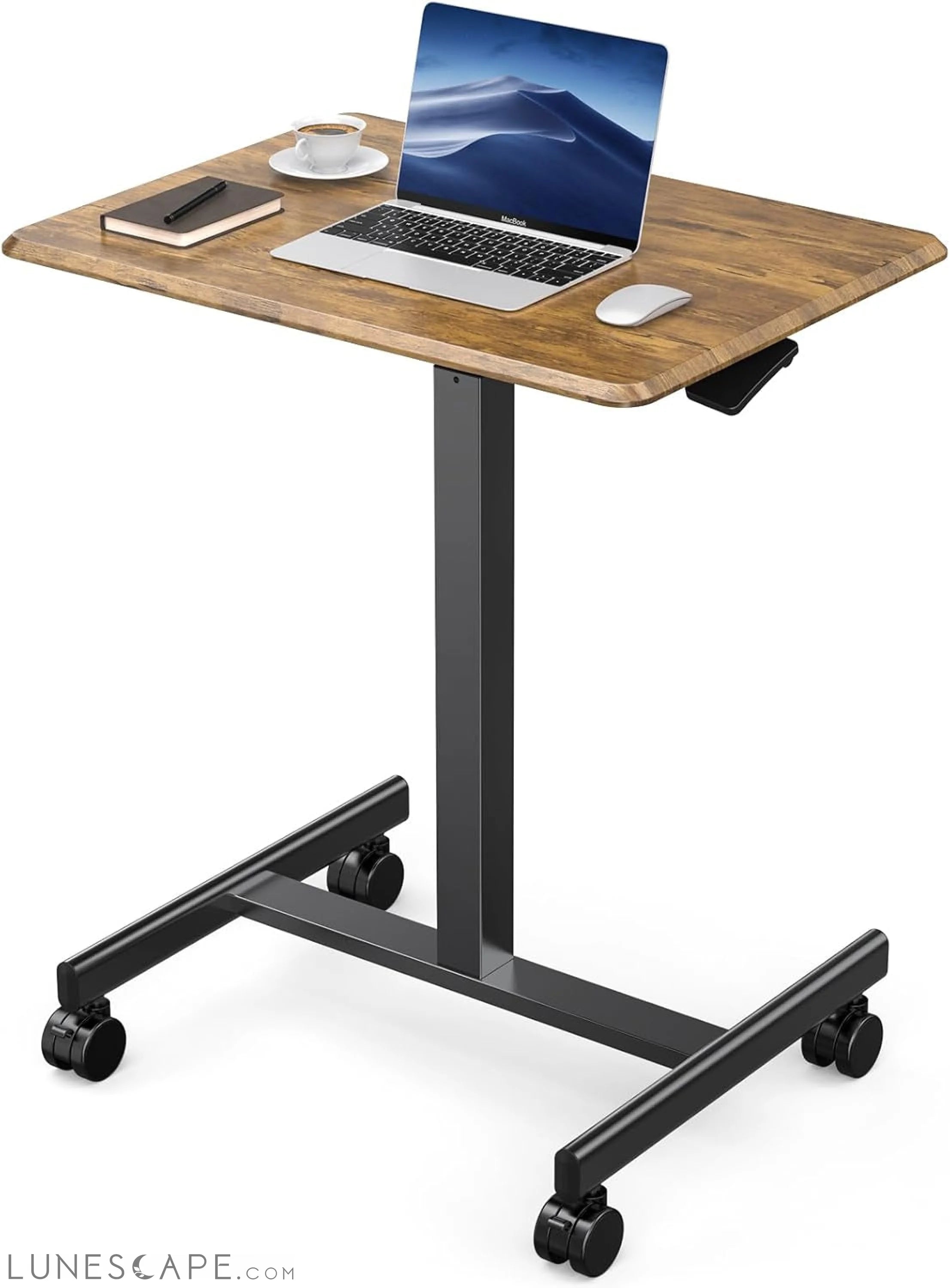 Small Standing Desk Mobile Portable Rolling Laptop Desk on Wheels, LUNESCAPE