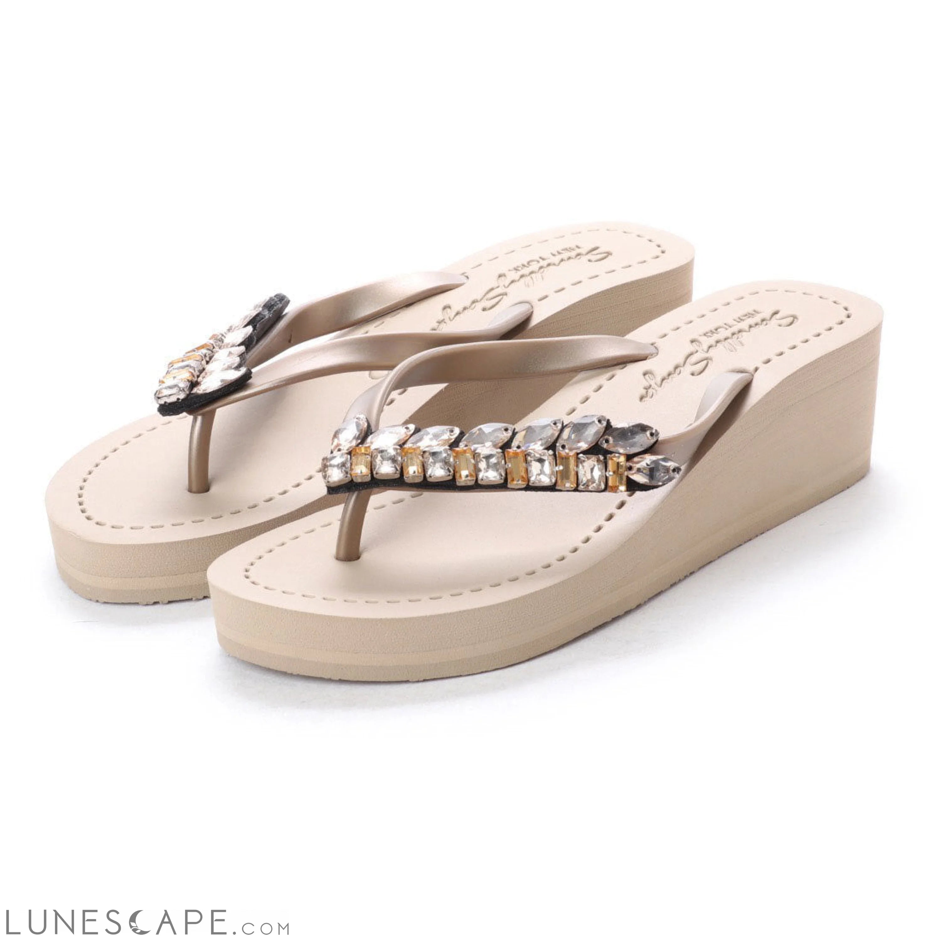 Smith - Rhinestone Mid Wedge Flip Flops LUNESCAPE