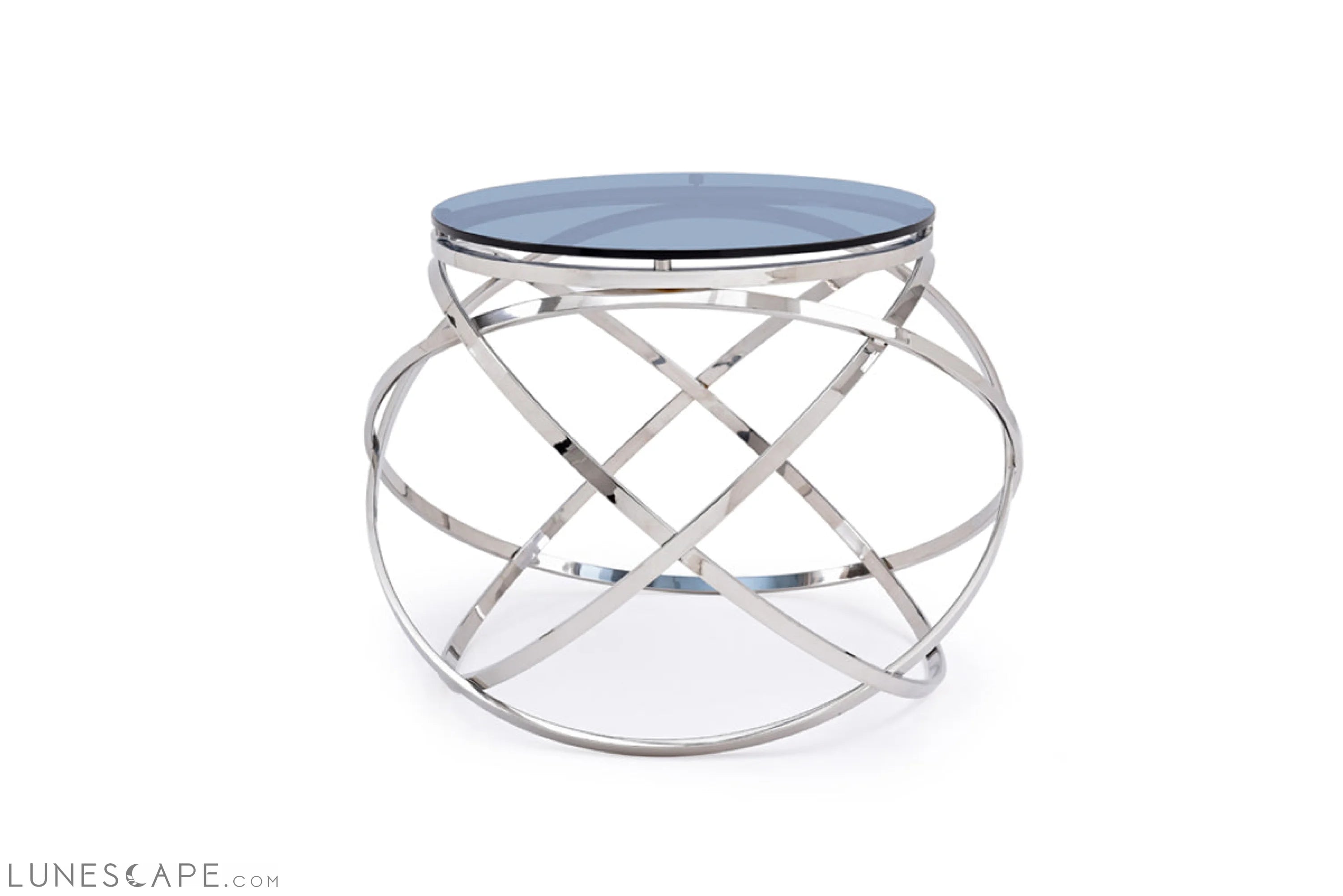 Smoked Glass and Stainless Steel End Table LUNESCAPE