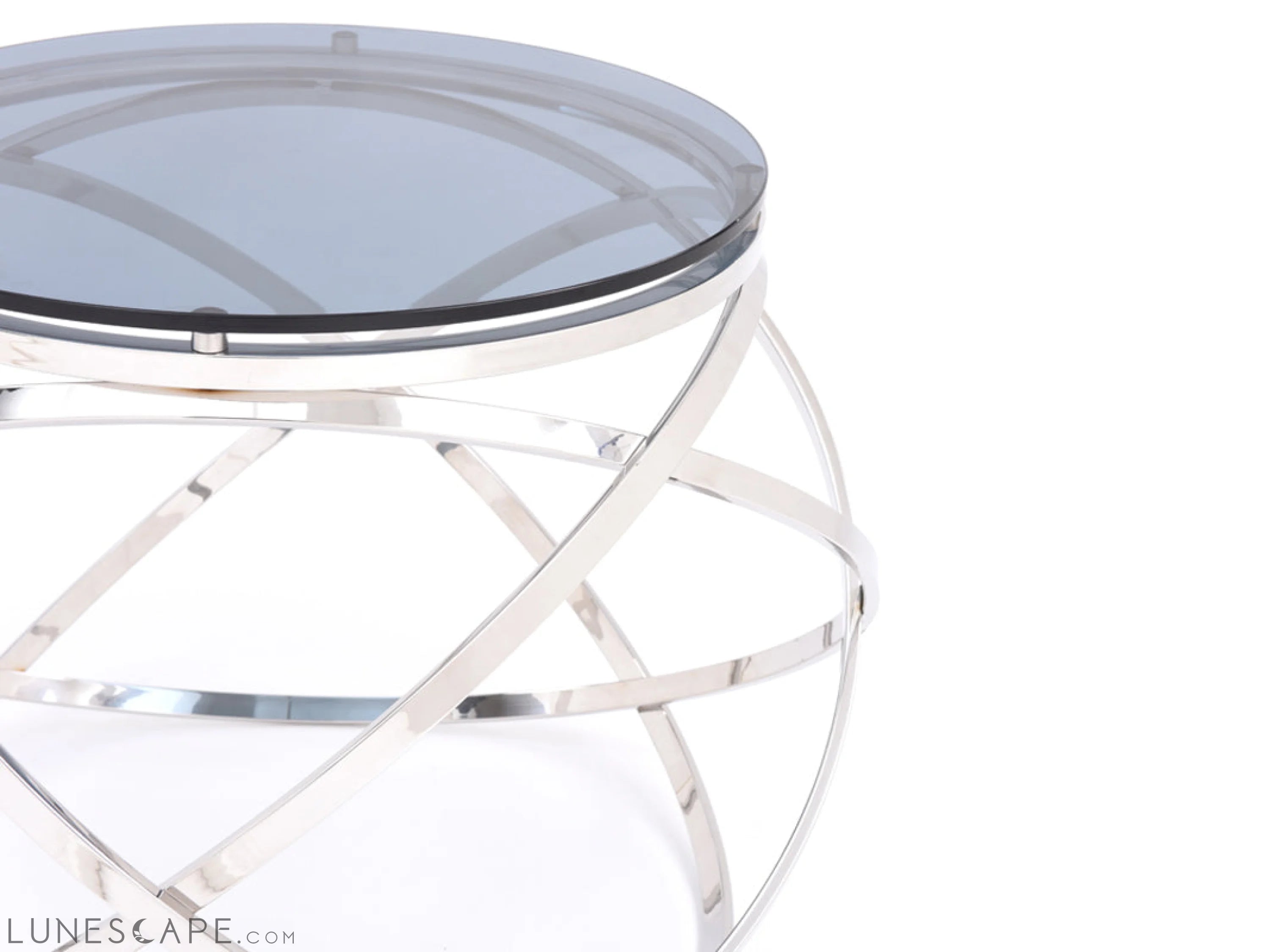 Smoked Glass and Stainless Steel End Table LUNESCAPE