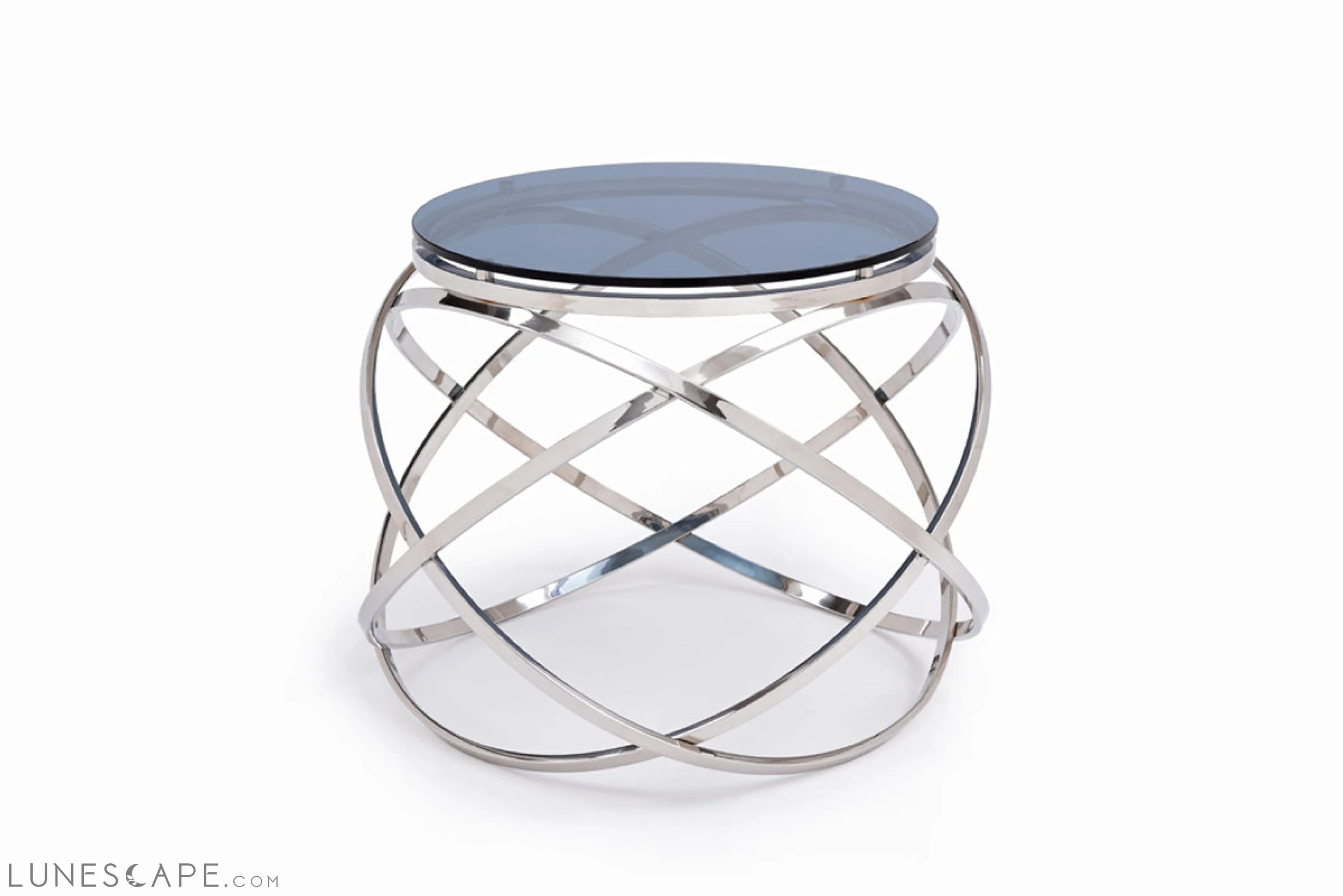 Smoked Glass and Stainless Steel End Table LUNESCAPE