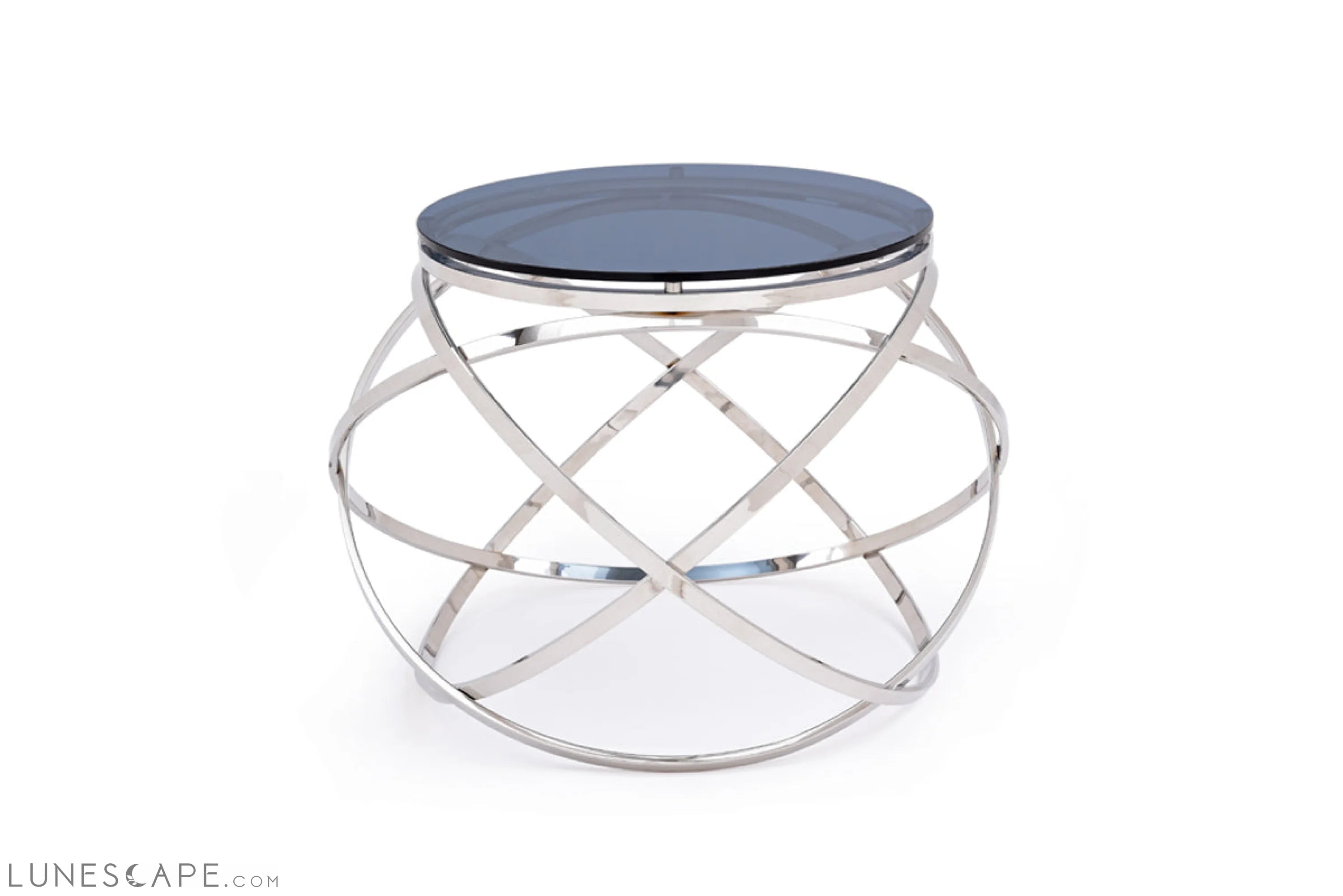 Smoked Glass and Stainless Steel End Table LUNESCAPE