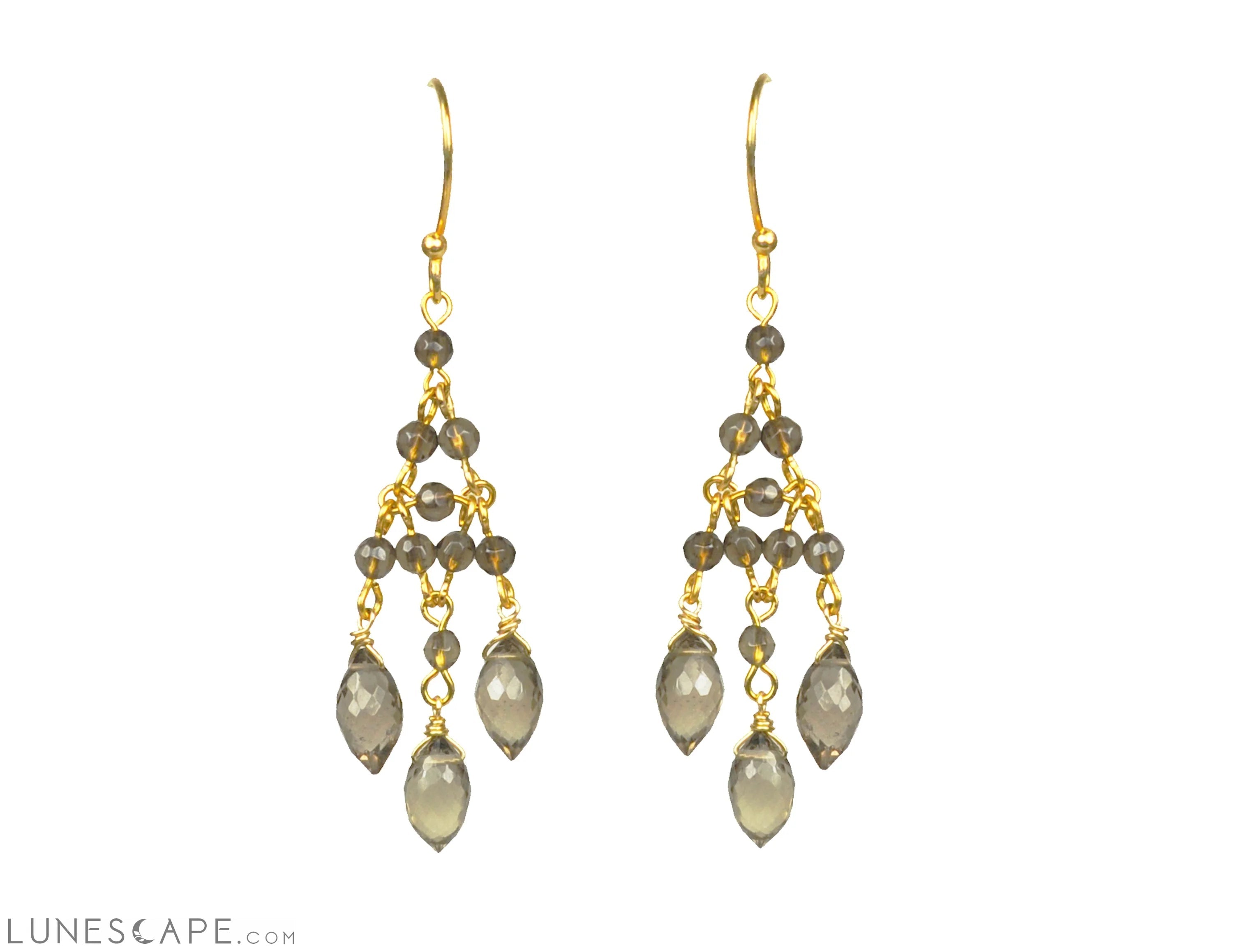 Smoky Topaz Chandelier Earrings LUNESCAPE