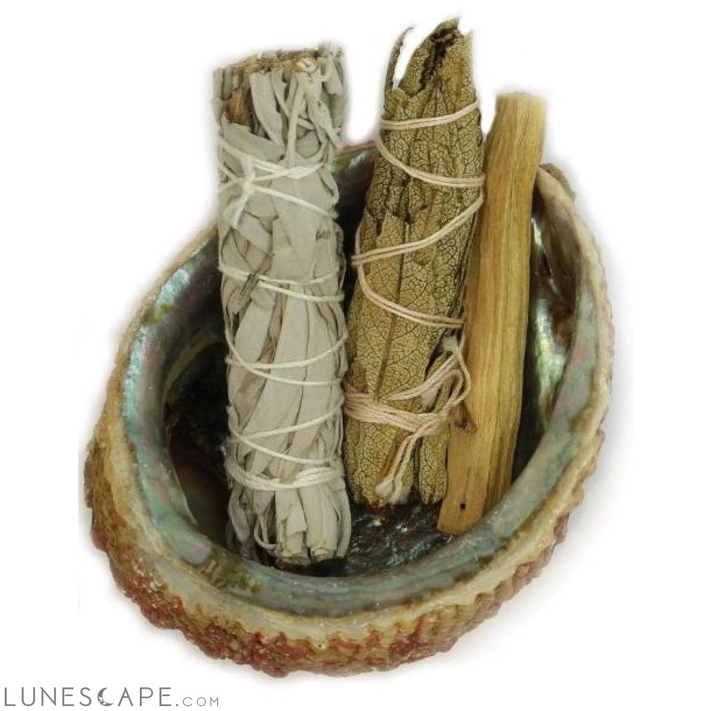 Smudging Kit: Palo Santo-Sage-Yerba Santa-Abalone shell LUNESCAPE
