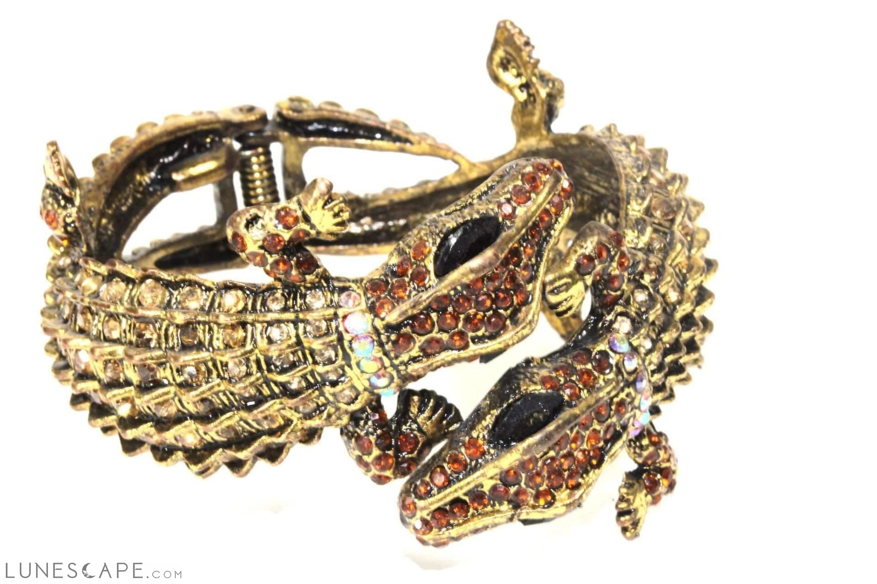 Sobek Crocodile Rhinestone Cuff - Brown LUNESCAPE