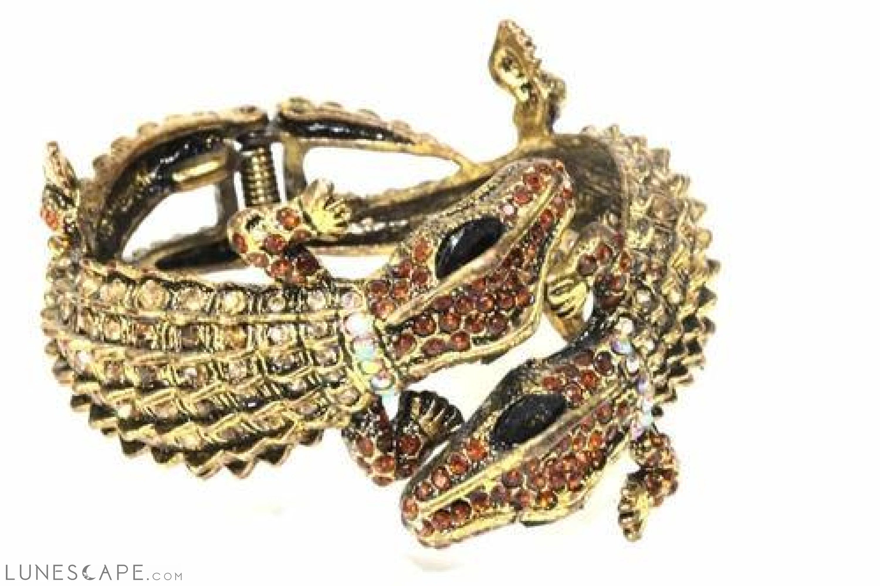 Sobek Crocodile Rhinestone Cuff - Brown LUNESCAPE
