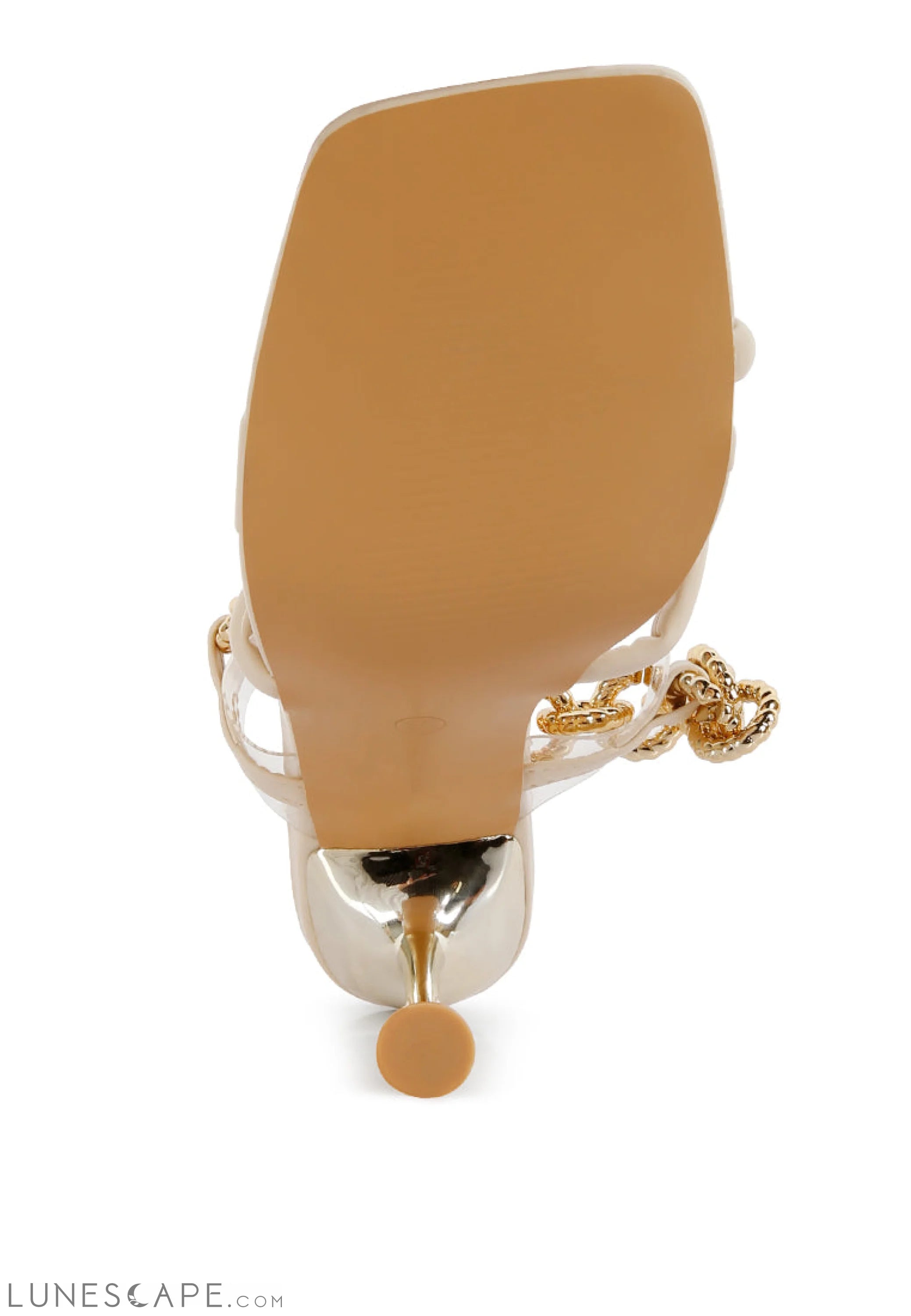 Social Bee Link Chain Embellished Heel Sandals LUNESCAPE