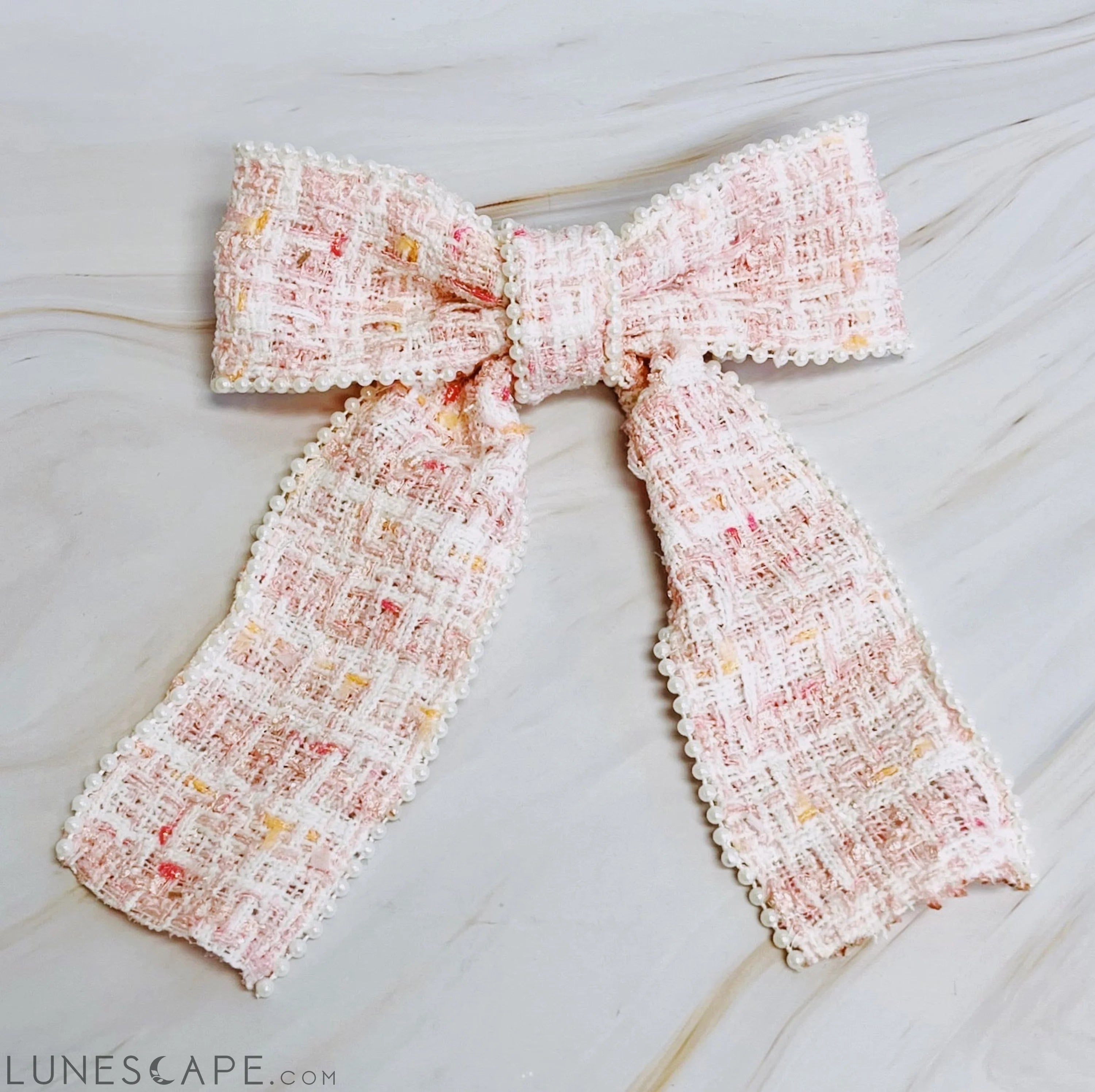 Soft Tweed Bow Hair Clip LUNESCAPE