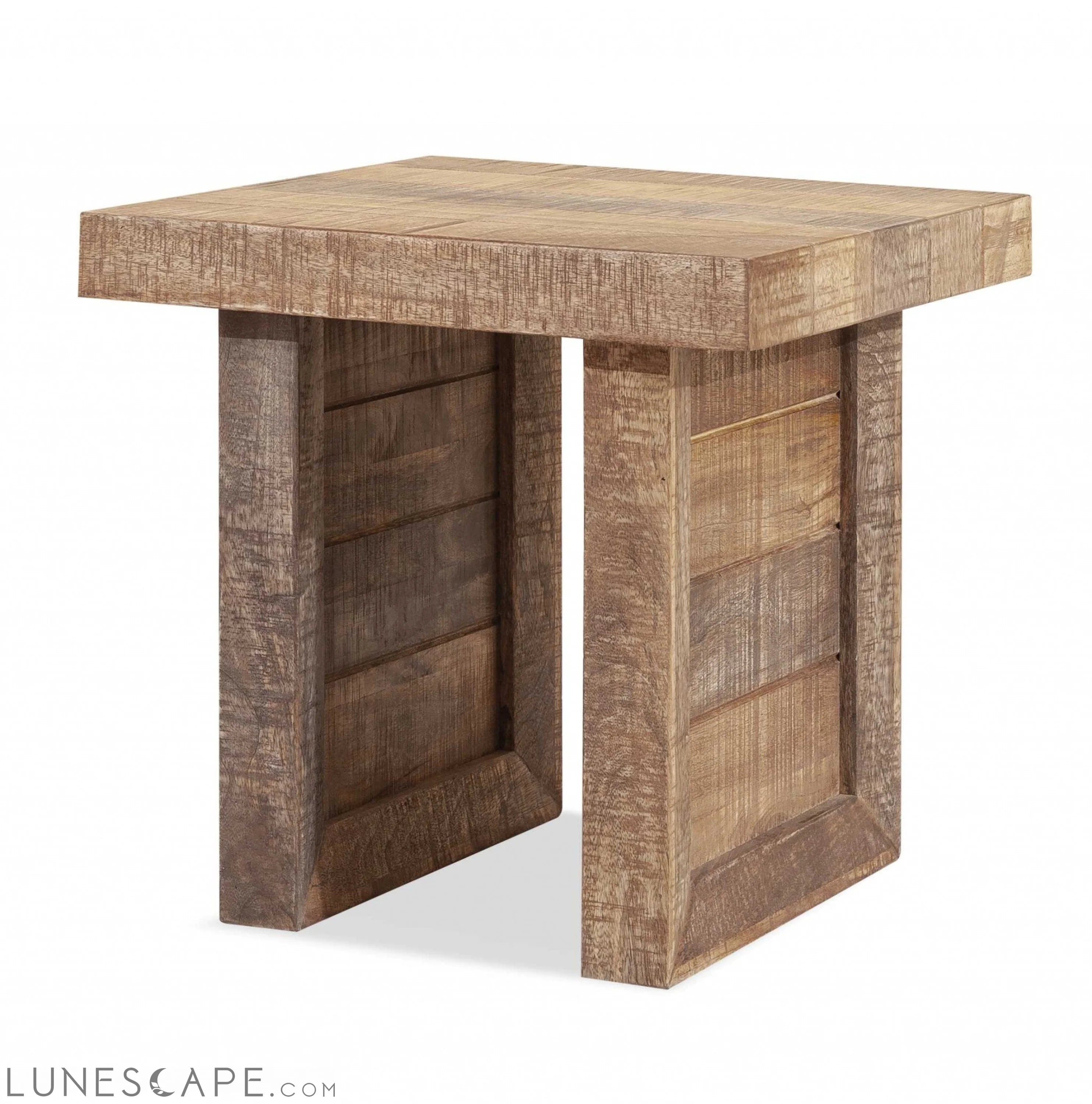 Solid Wood Butcher Block Style End or Side Table LUNESCAPE