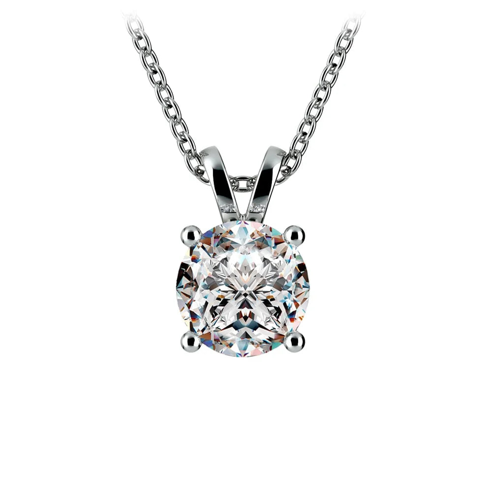 Solitaire Diamond Pendant (G-Vs) in 14K White or Yellow Gold LUNESCAPE