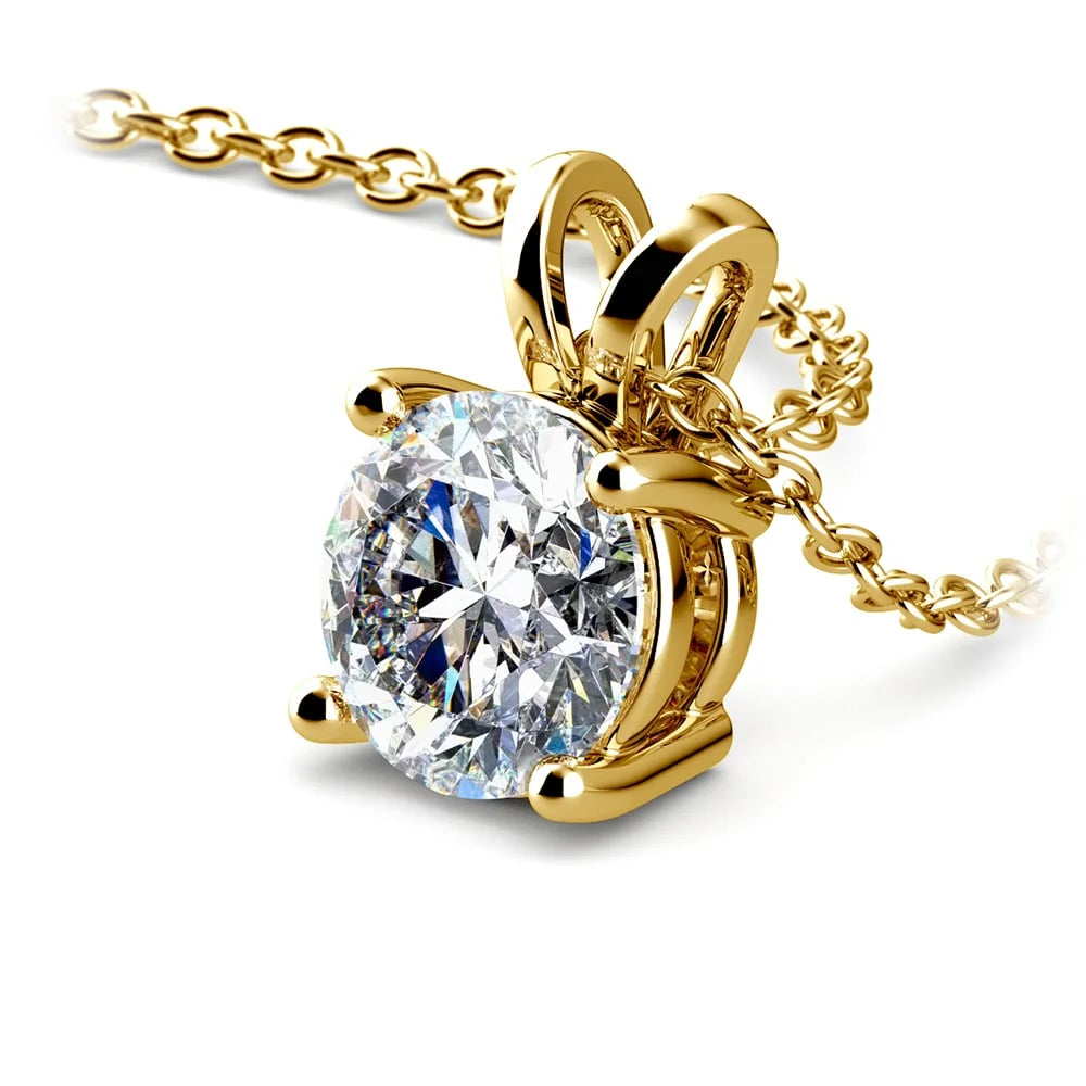 Solitaire Diamond Pendant (G-Vs) in 14K White or Yellow Gold LUNESCAPE
