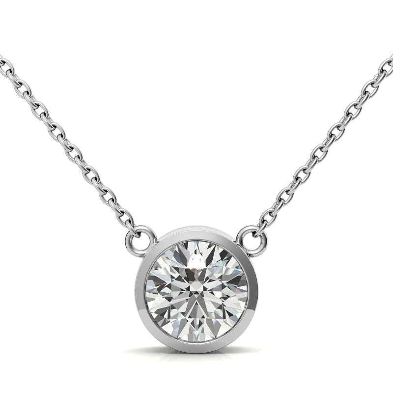 Solitaire Diamond Pendant (G-Vs) in 14K White or Yellow Gold LUNESCAPE