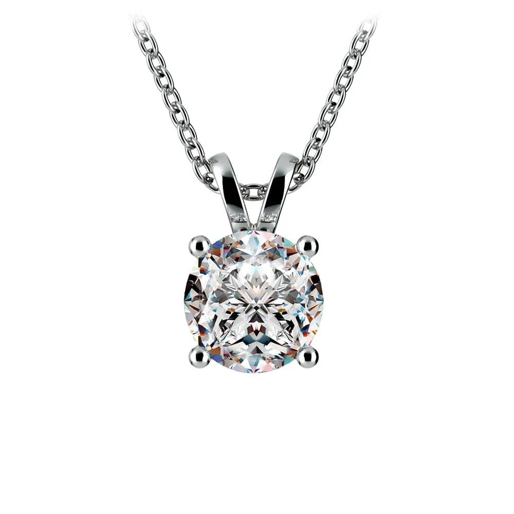 Solitaire Diamond Pendant (G-Vs) in 14K White or Yellow Gold LUNESCAPE
