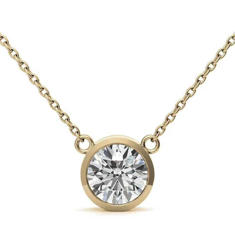 Solitaire Diamond Pendant (G-Vs) in 14K White or Yellow Gold LUNESCAPE