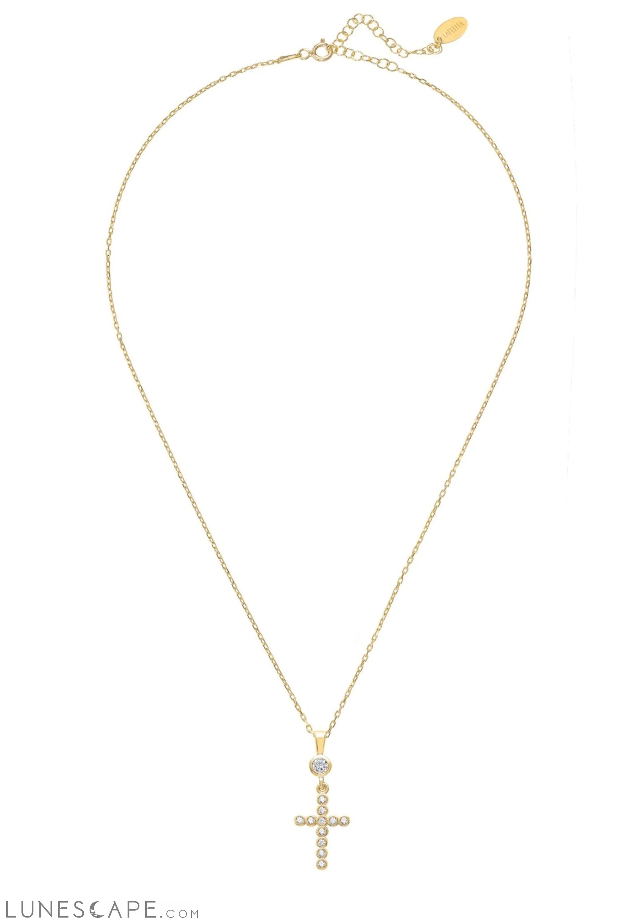 Sparkling Cross Pendant Necklace Gold LUNESCAPE