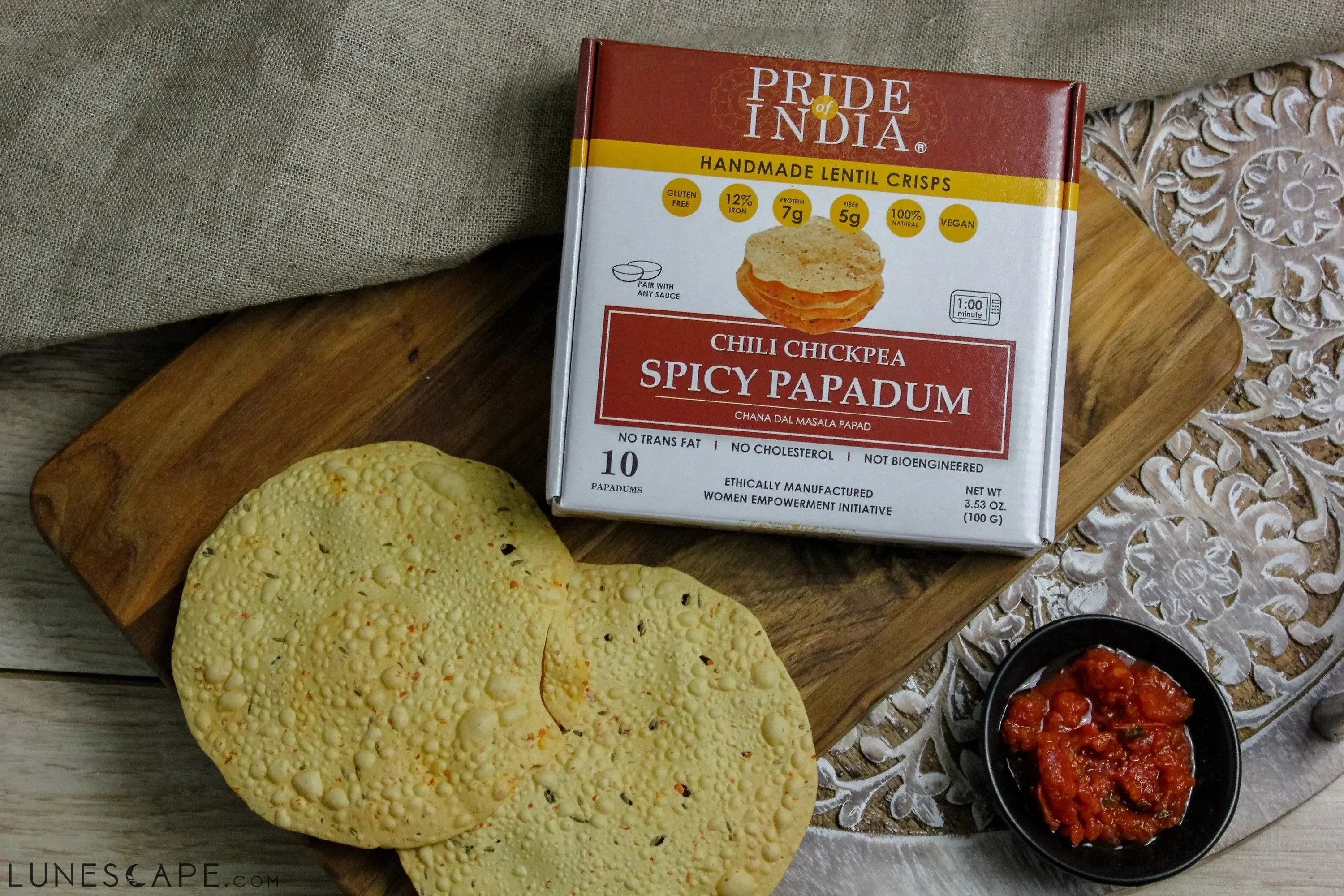 Spicy Chickpea Masala Papadum Lentil Crisp LUNESCAPE