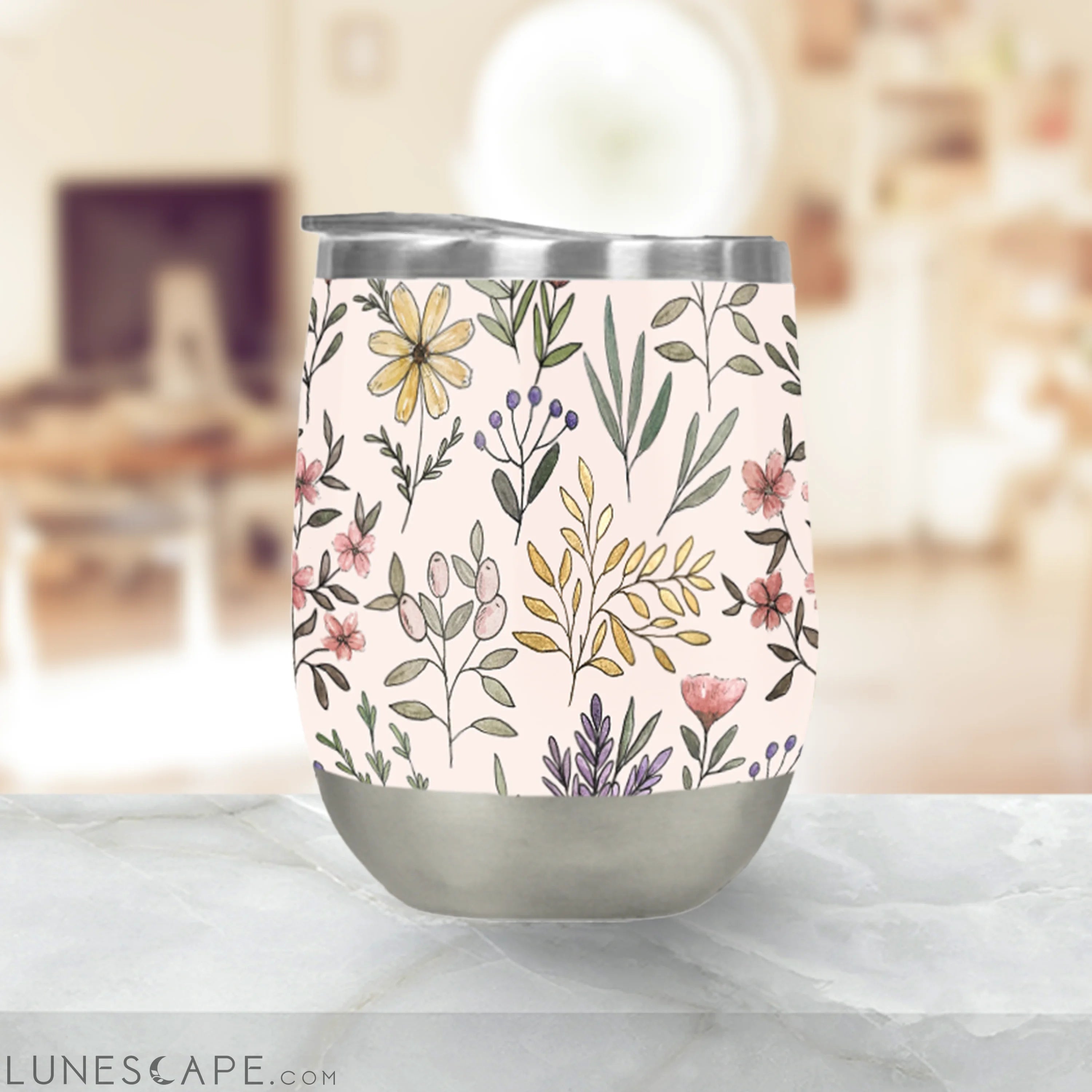 Spring Botanical Stemless Wine Tumbler LUNESCAPE
