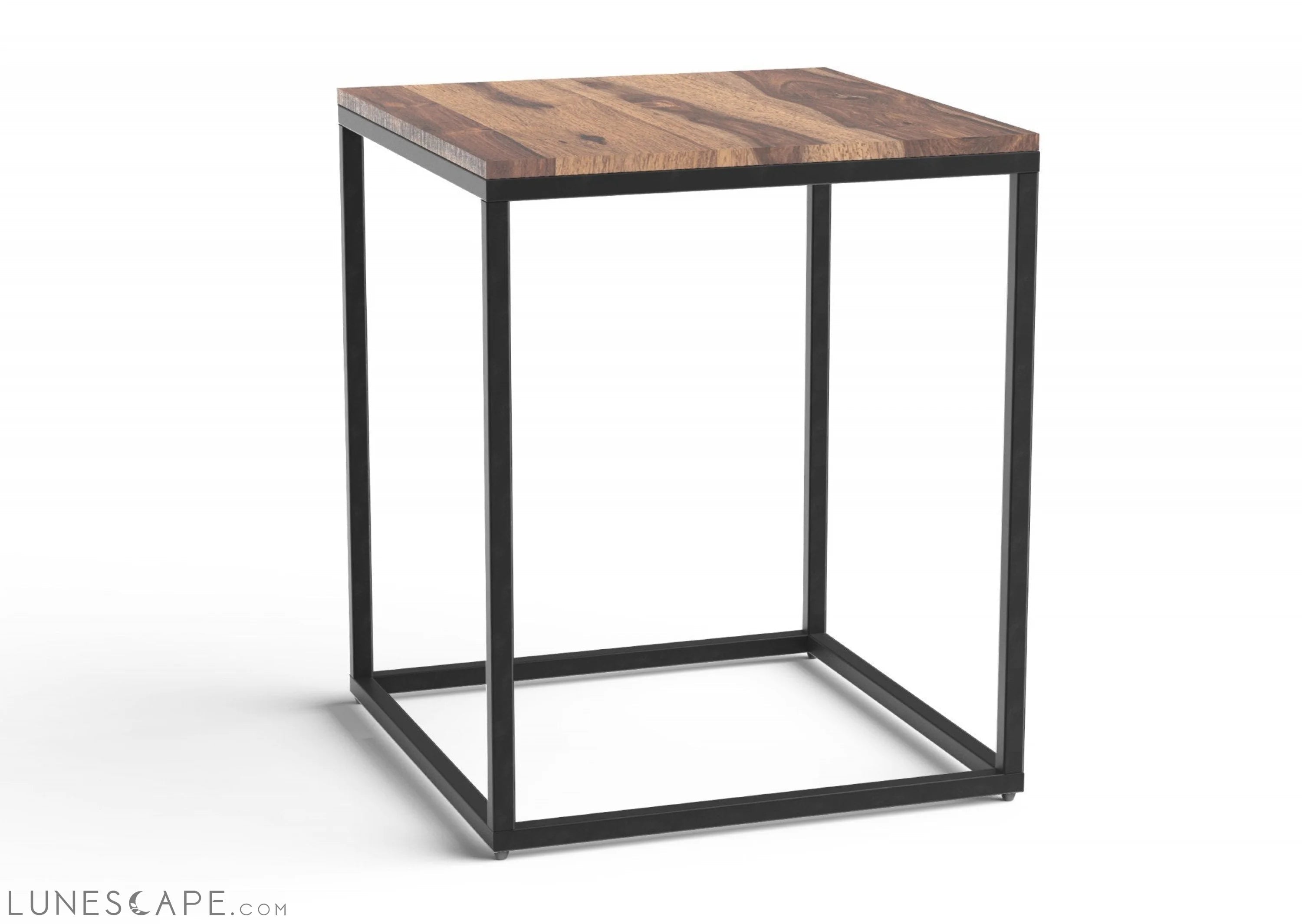 Squared Off Natural Wood End or Side Table LUNESCAPE