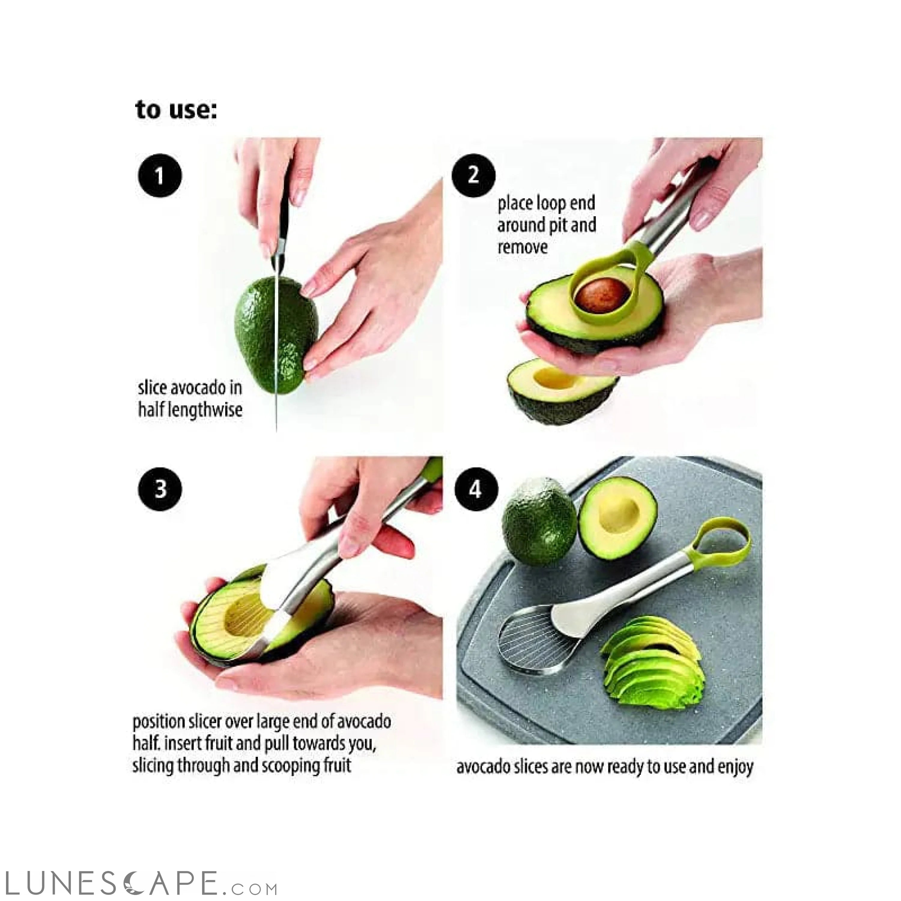 Stainless Steel 2-in-1 Avocado Slicer & Pitter LUNESCAPE