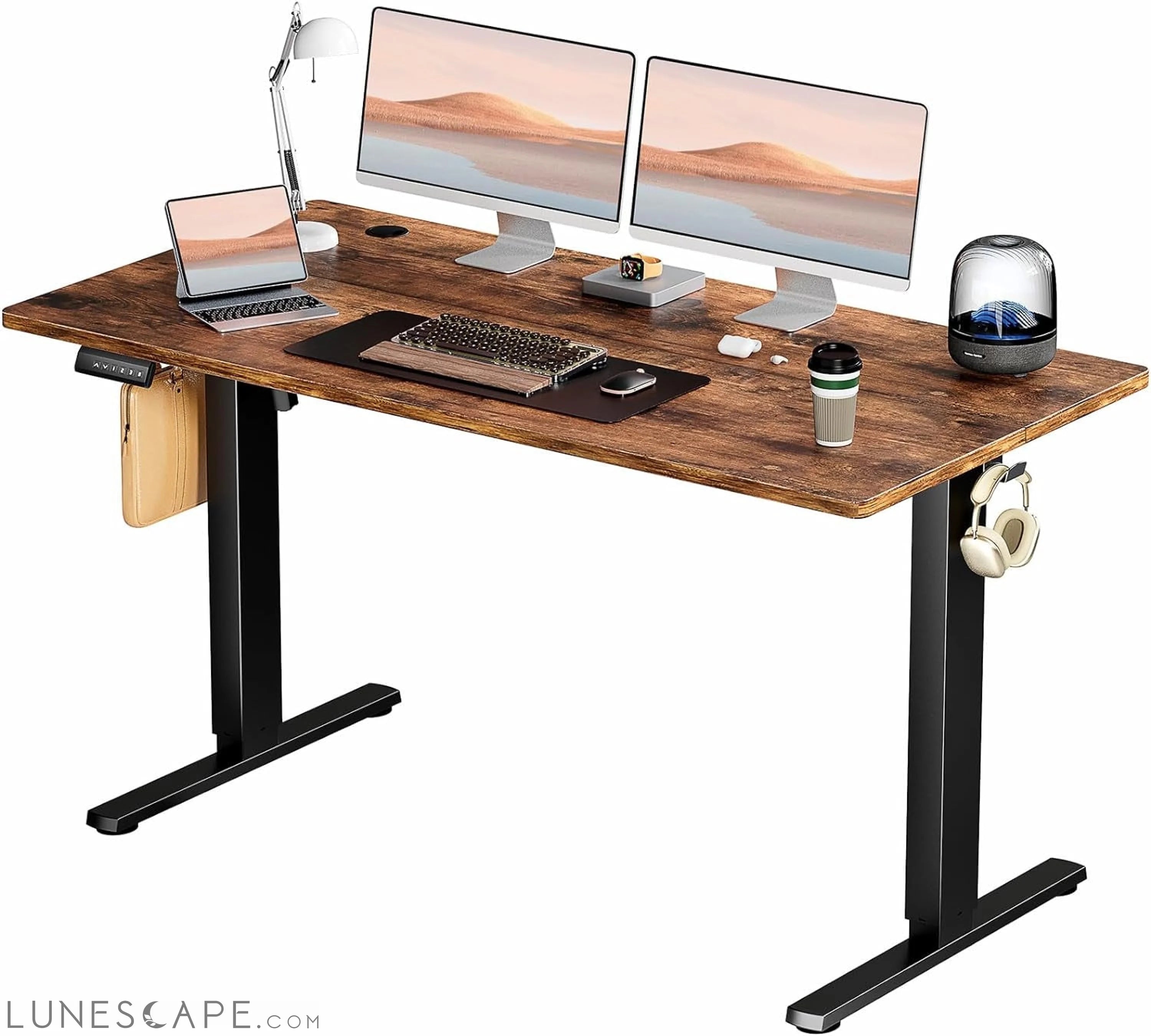 Standing Desk, Adjustable Height Electric Sit Stand up down Computer LUNESCAPE