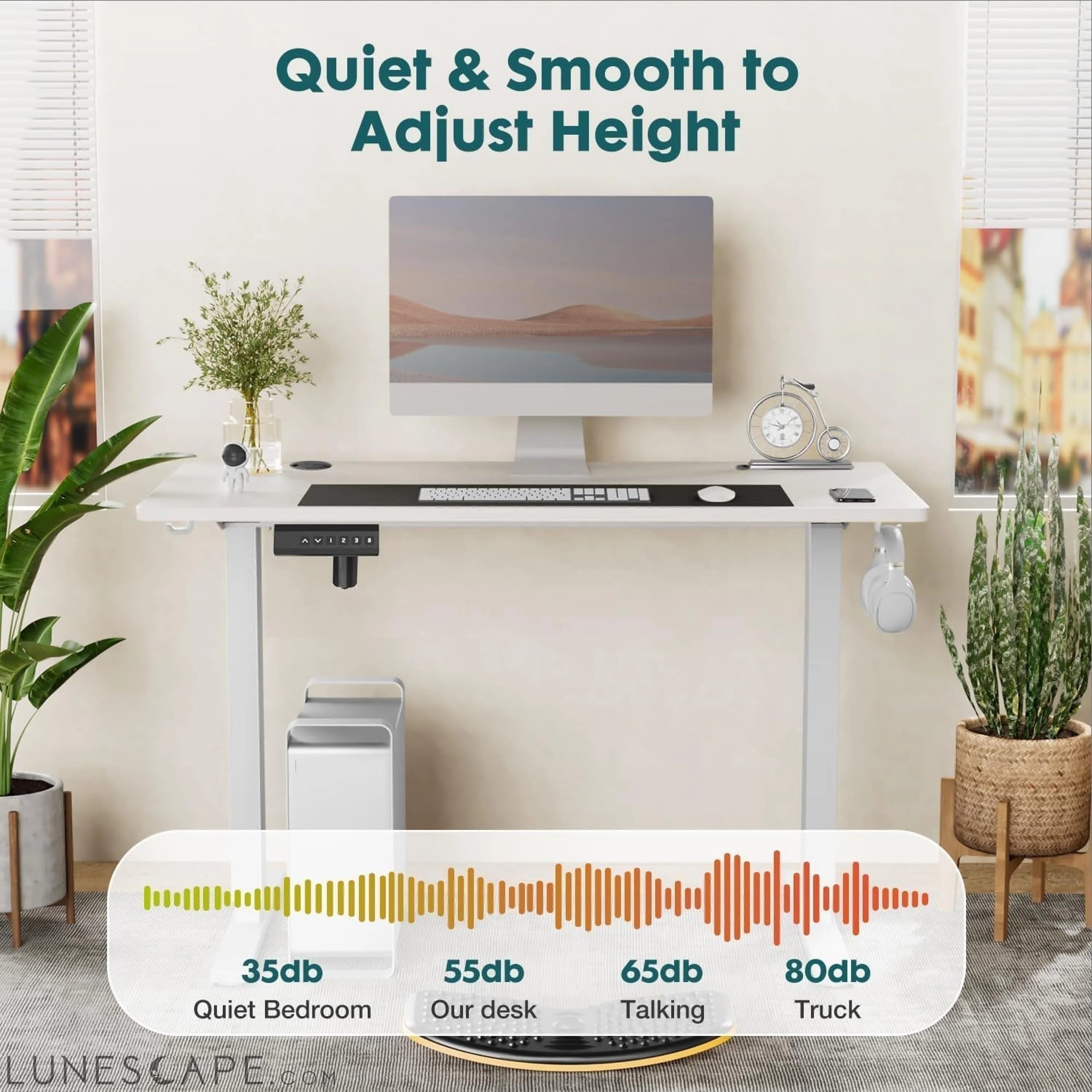 Standing Desk, Adjustable Height Electric Sit Stand up down Computer LUNESCAPE