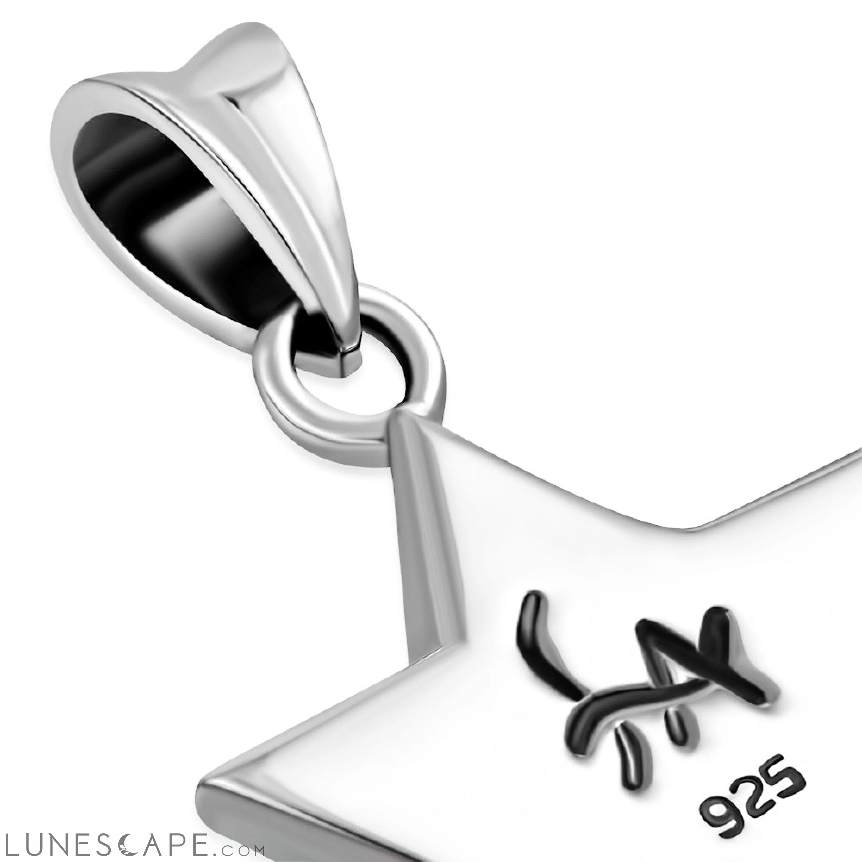 Star of David Jewish Judaica Hebrew 925 Sterling Silver Pendant With Black Onyx LUNESCAPE