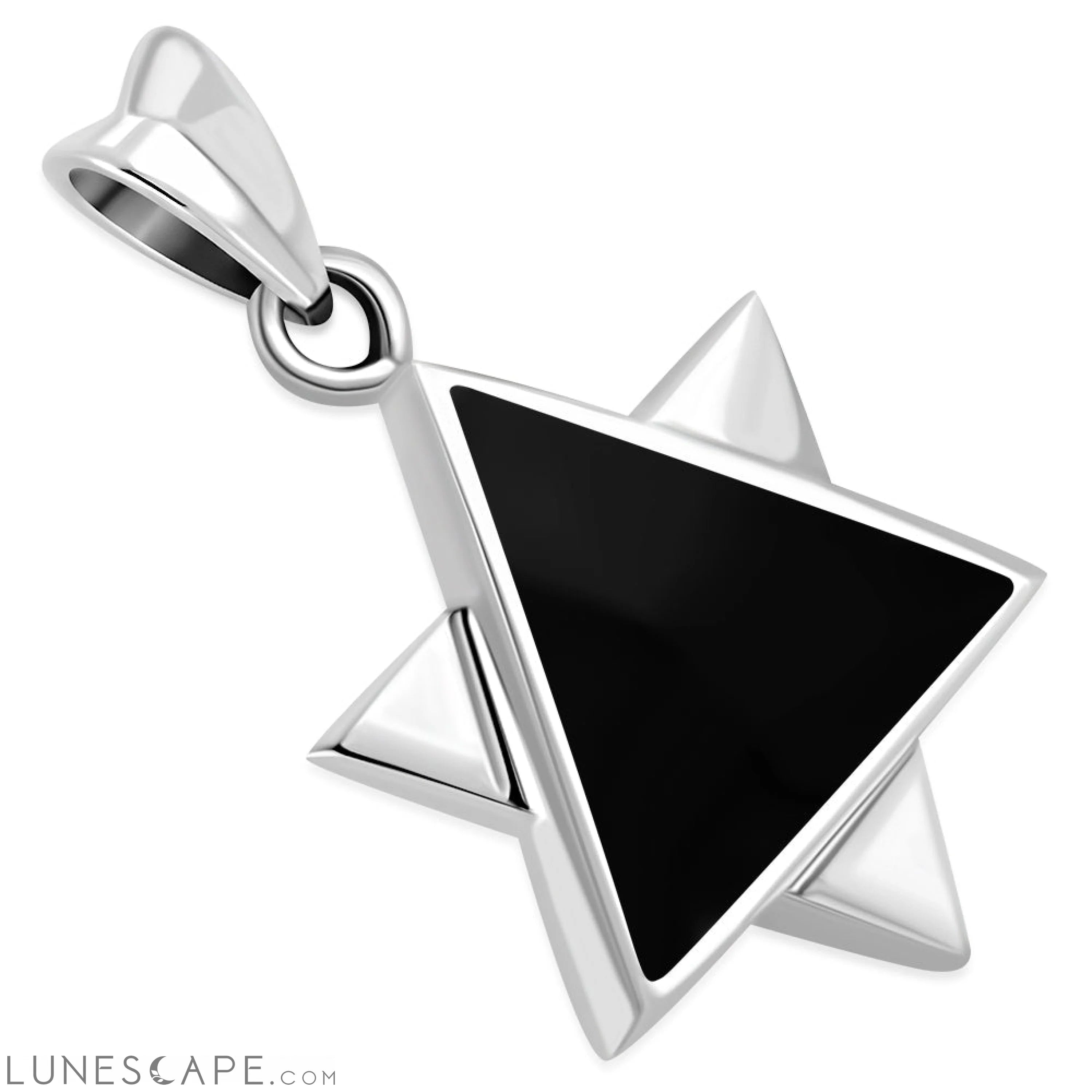 Star of David Jewish Judaica Hebrew 925 Sterling Silver Pendant With Black Onyx LUNESCAPE