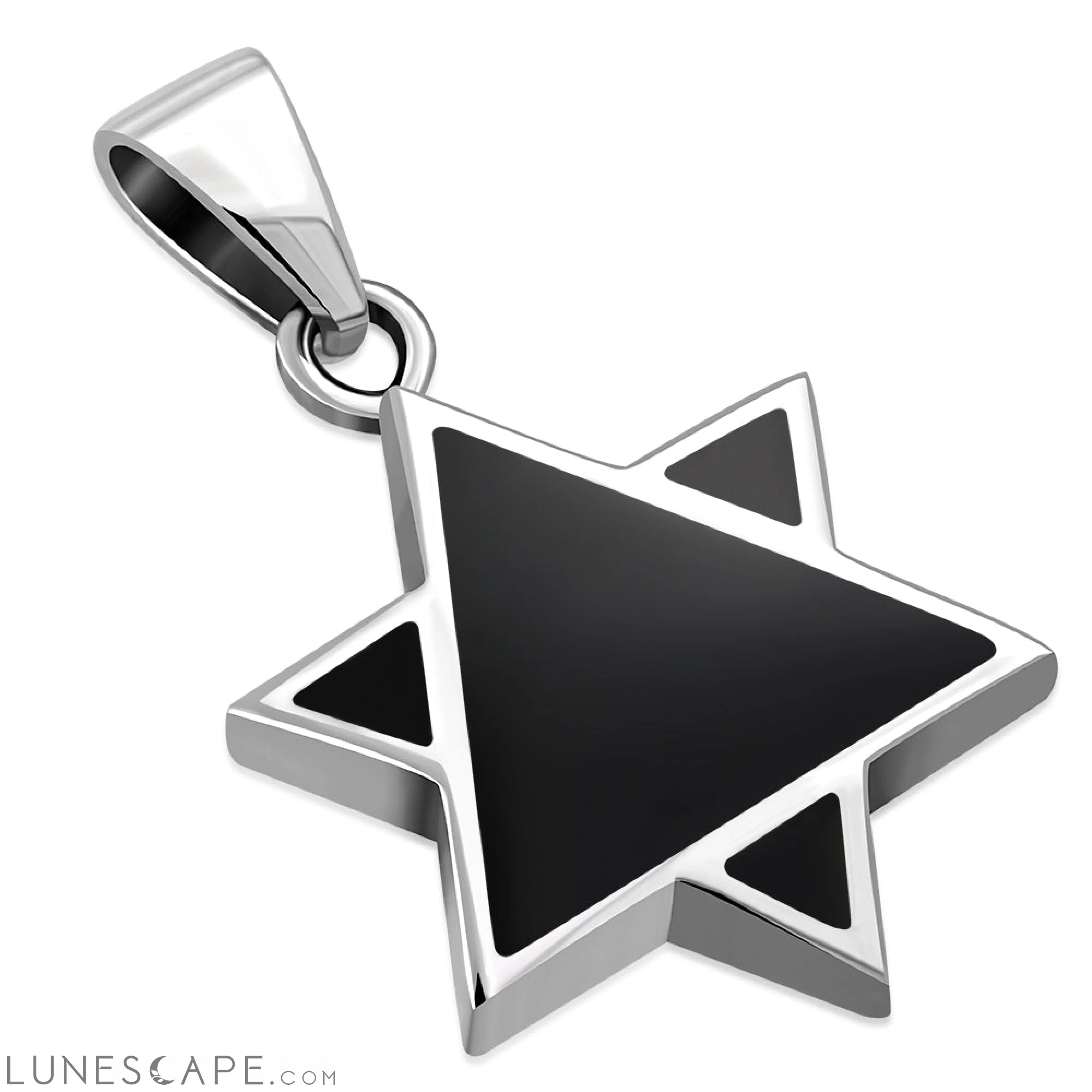Star of David Jewish Judaica Hebrew 925 Sterling Silver Pendant With Black Onyx LUNESCAPE