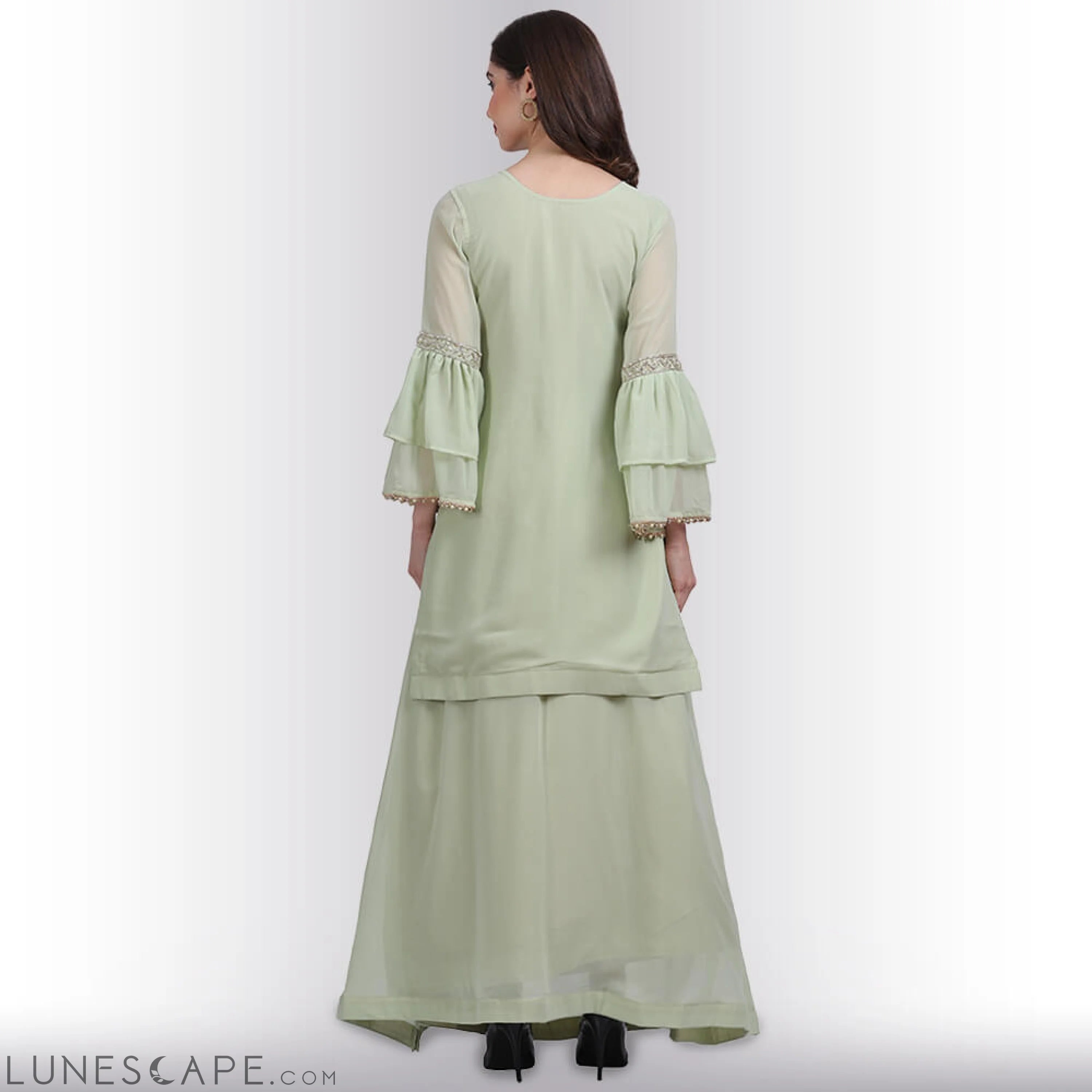 Stone Work Long Top With Lehenga LUNESCAPE