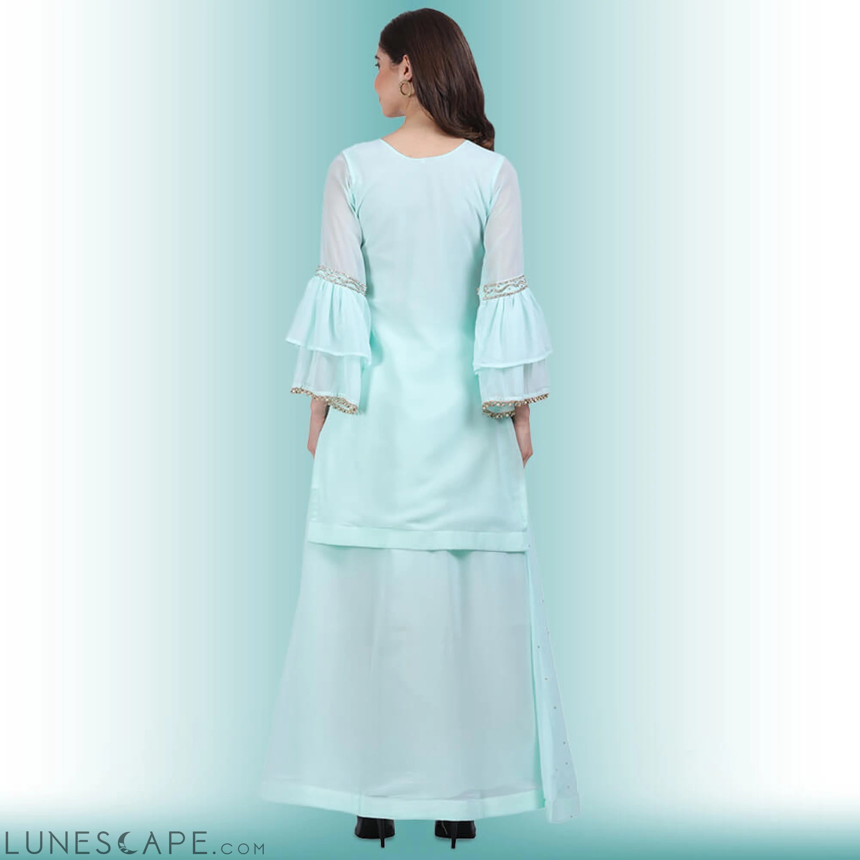 Stone Work Long Top With Lehenga LUNESCAPE