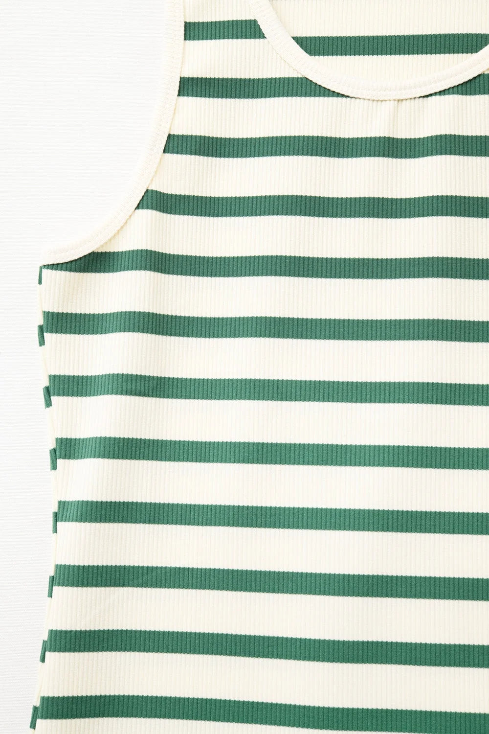 Striped White Tank Top With Green LUNESCAPE