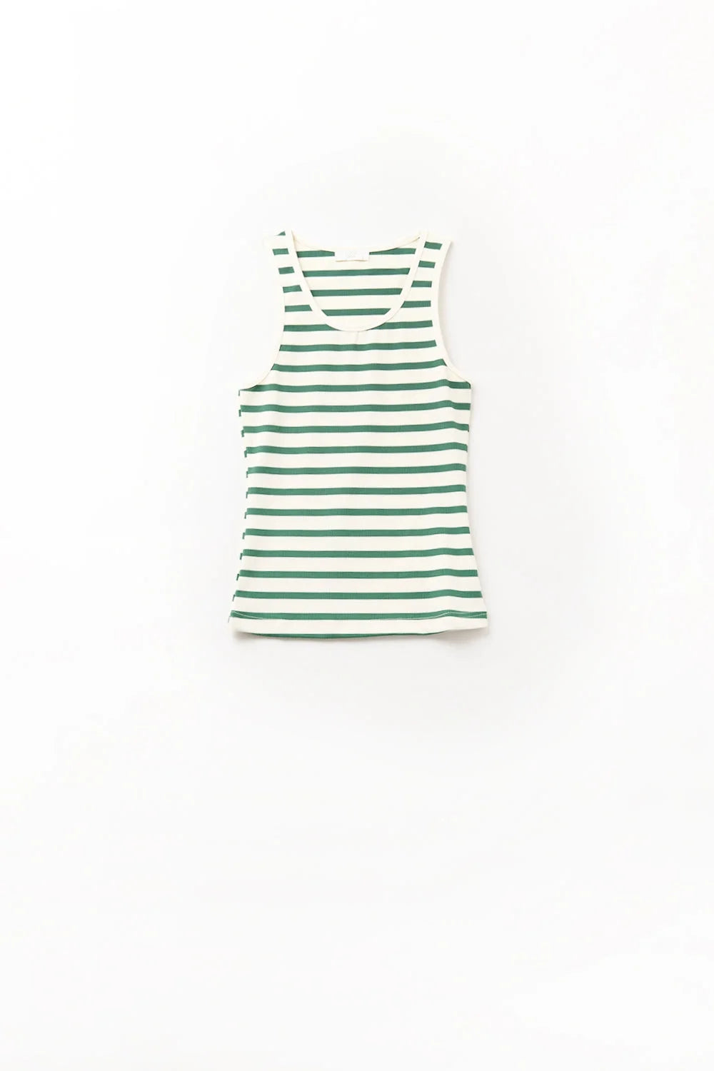 Striped White Tank Top With Green LUNESCAPE