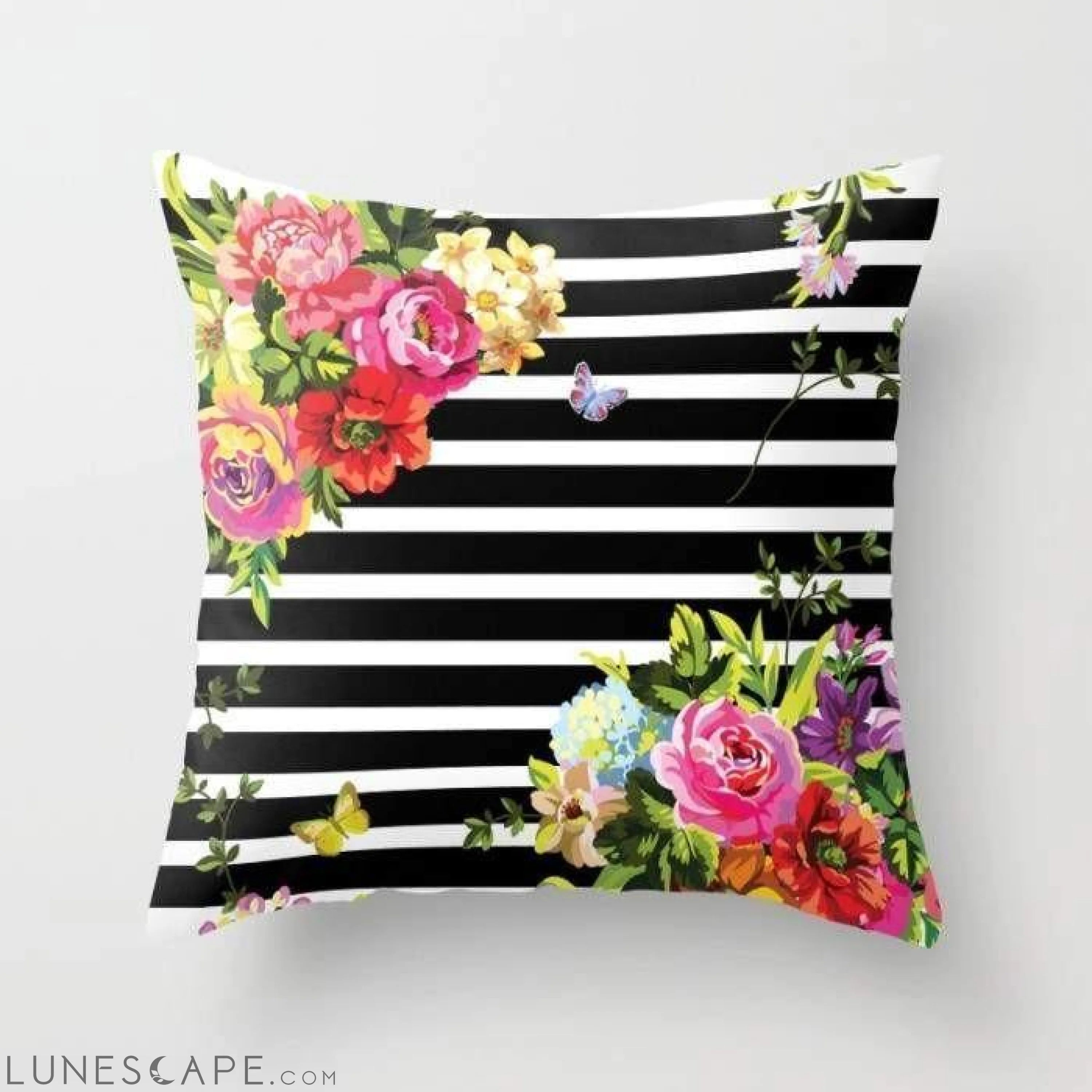 Stripes Floral Pillow LUNESCAPE