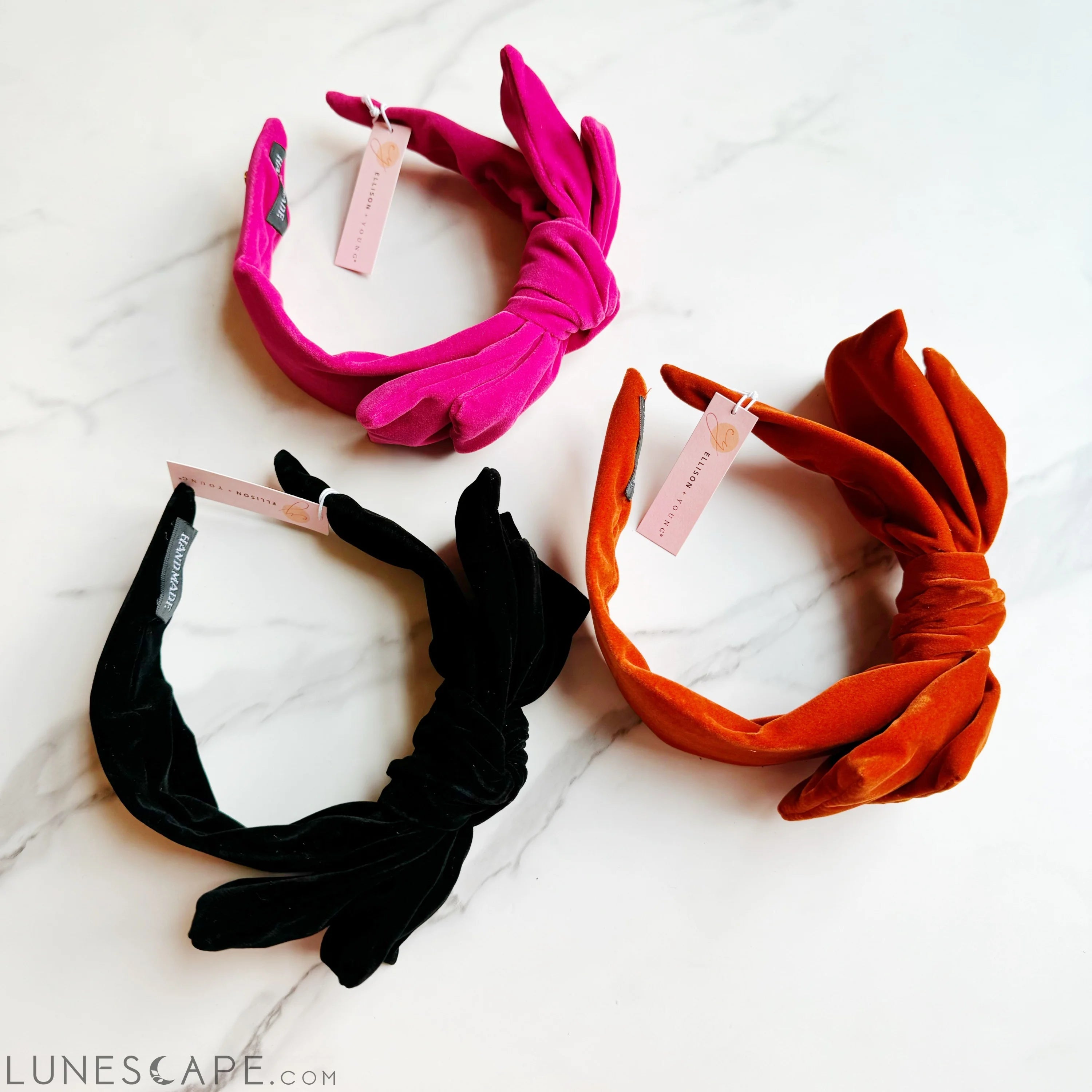 Structured Velvet Bow Headband LUNESCAPE