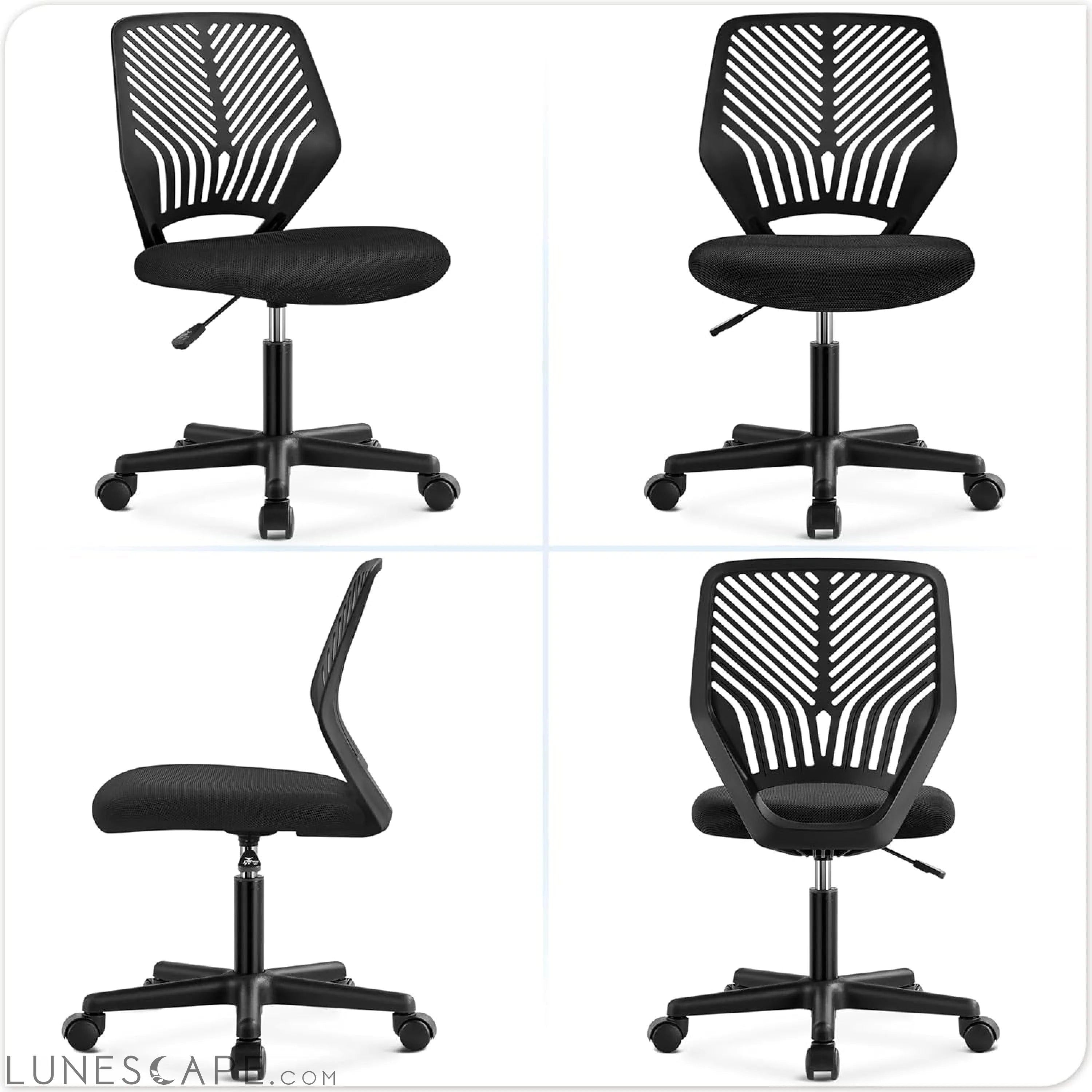 Students Cute Desk Chair Low-Back Armless Study Chair W/Lumbar Support LUNESCAPE