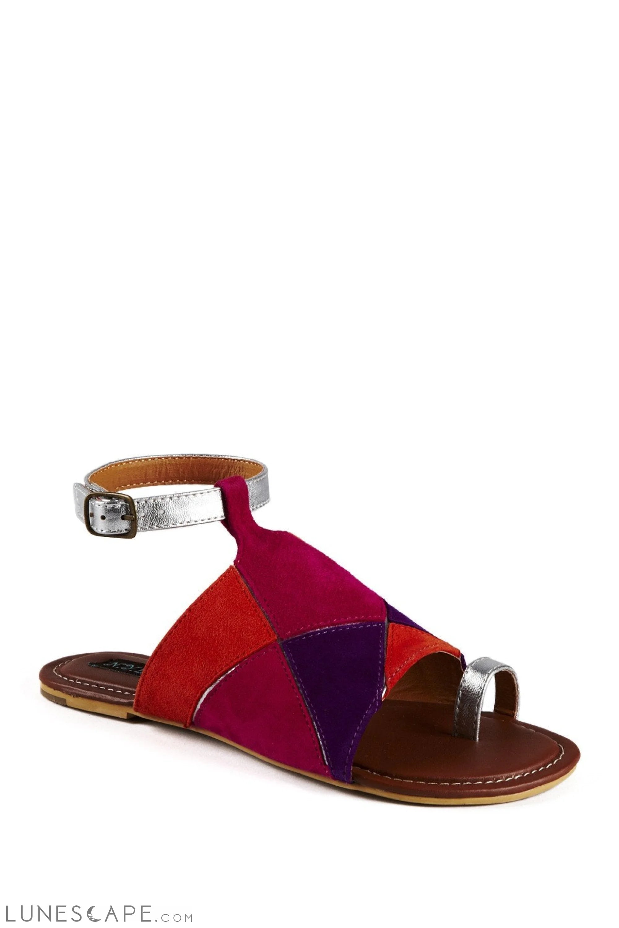 SULTAN Diamond Flat Sandals with Ankle Strap LUNESCAPE