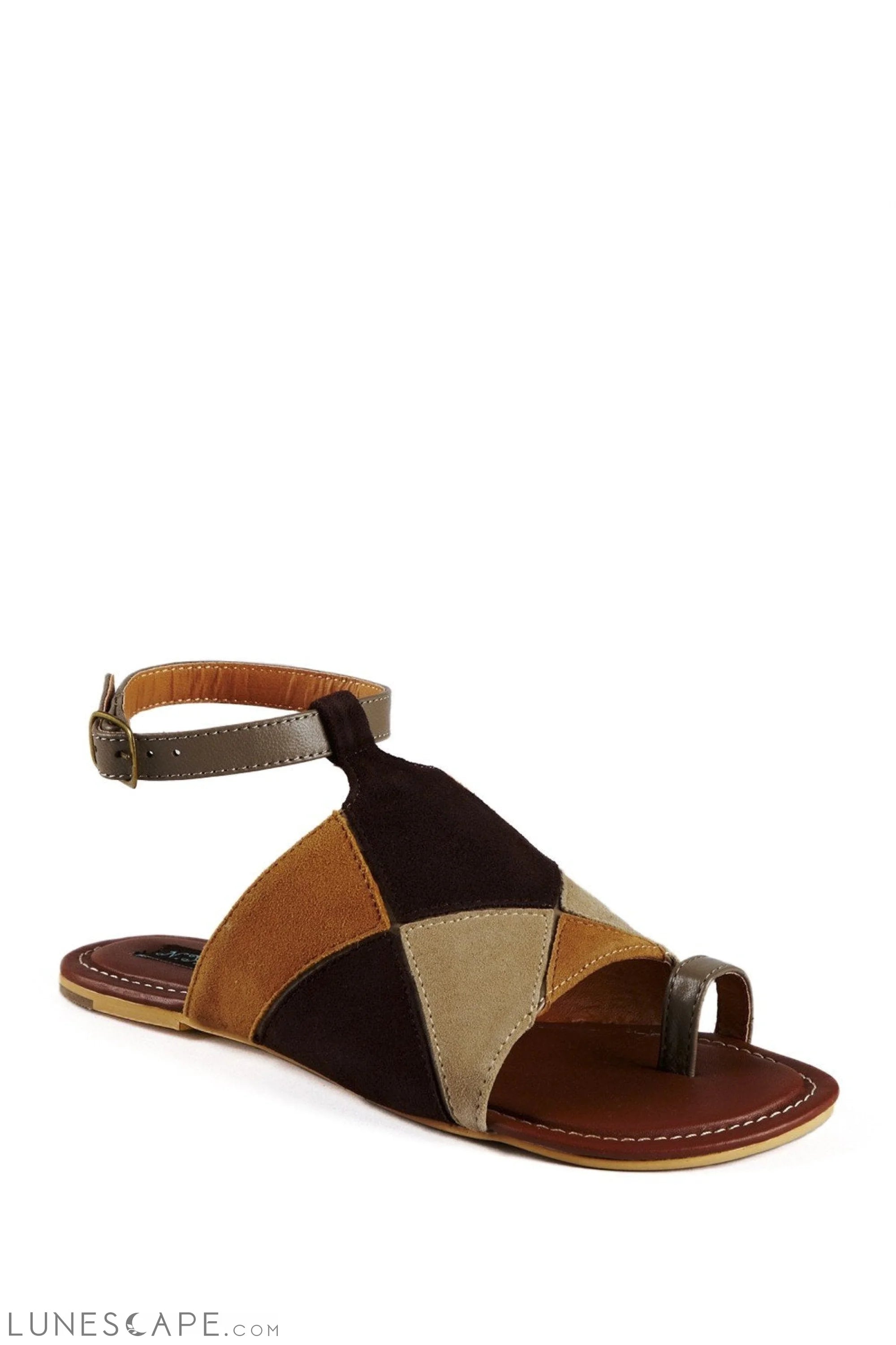 SULTAN Diamond Flat Sandals with Ankle Strap LUNESCAPE