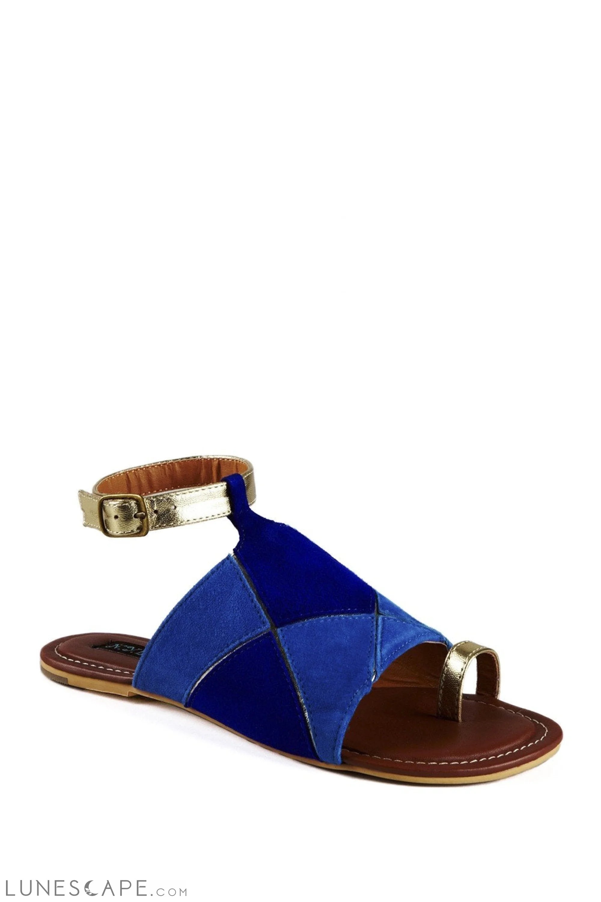 SULTAN Diamond Flat Sandals with Ankle Strap LUNESCAPE