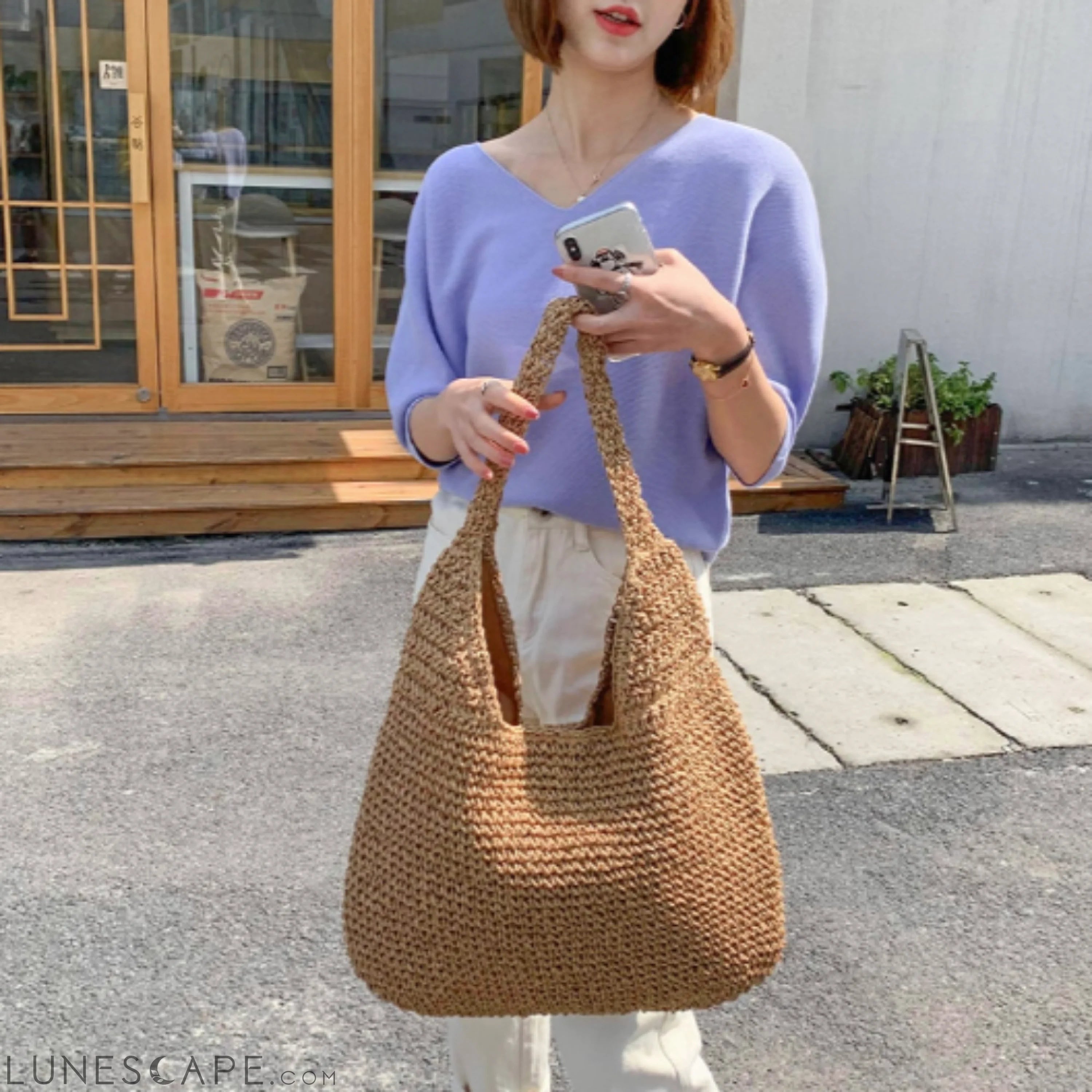 Summer Shoulder Straw Tote LUNESCAPE
