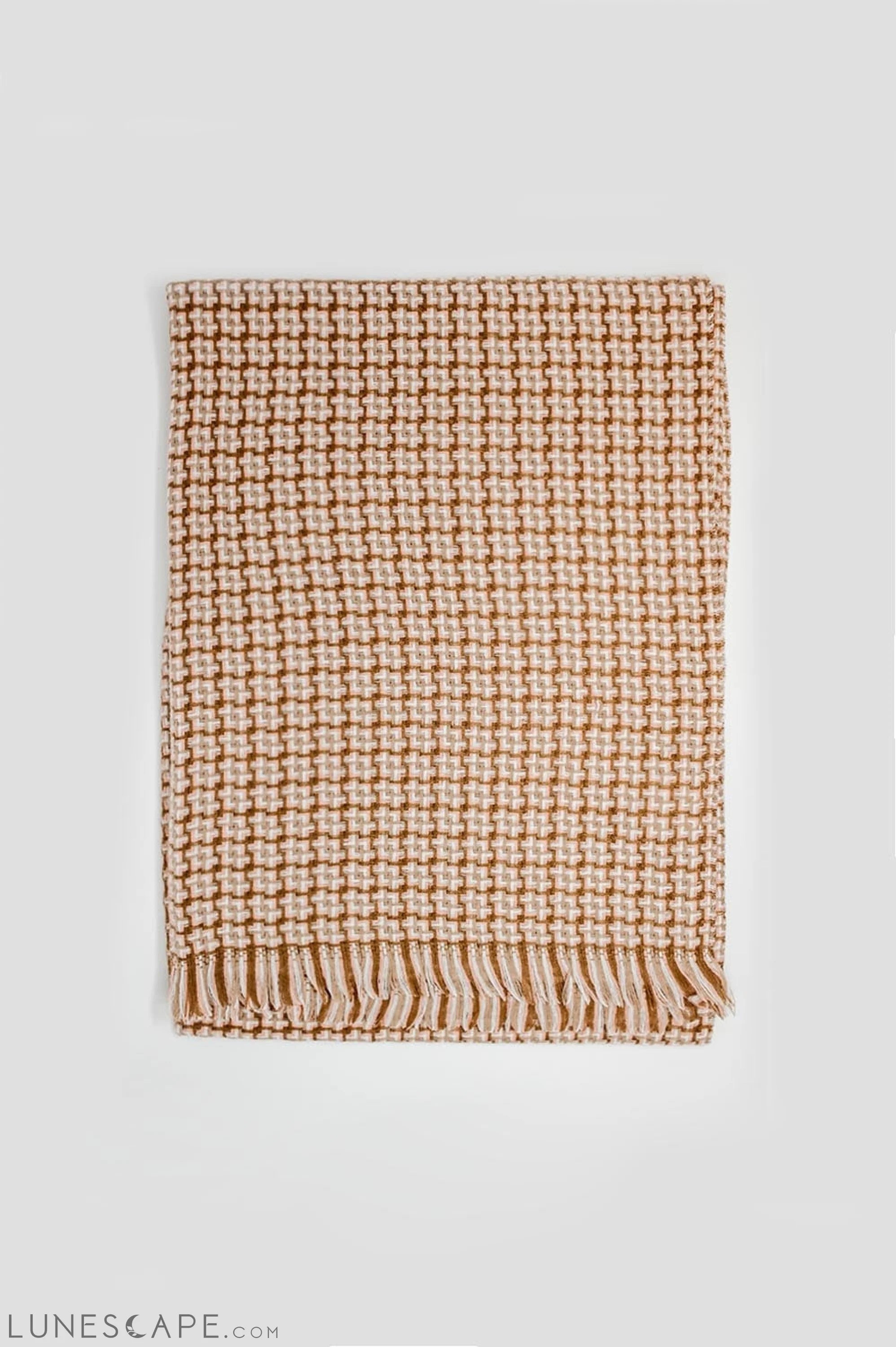 Super Soft Pastel Pink Scarf With Geometric Print LUNESCAPE