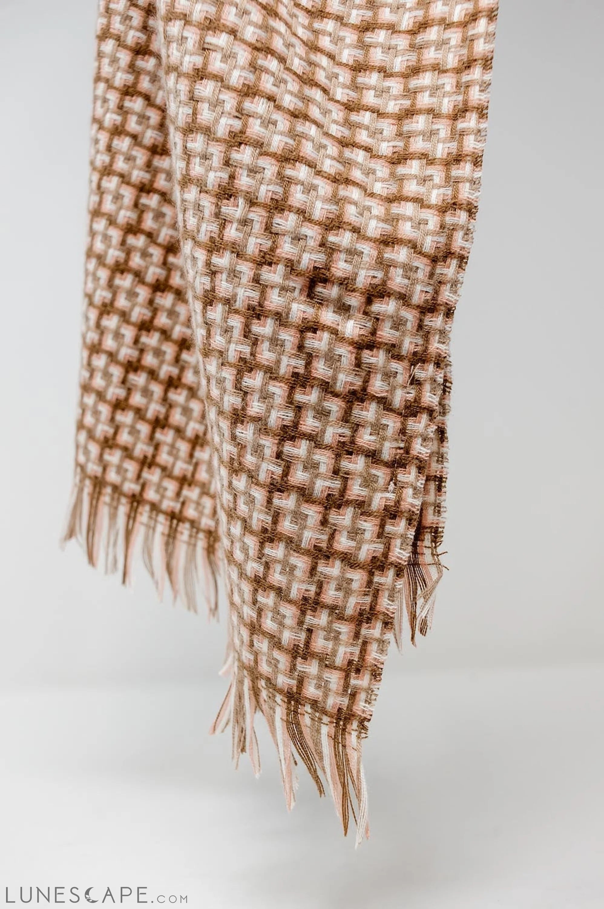 Super Soft Pastel Pink Scarf With Geometric Print LUNESCAPE