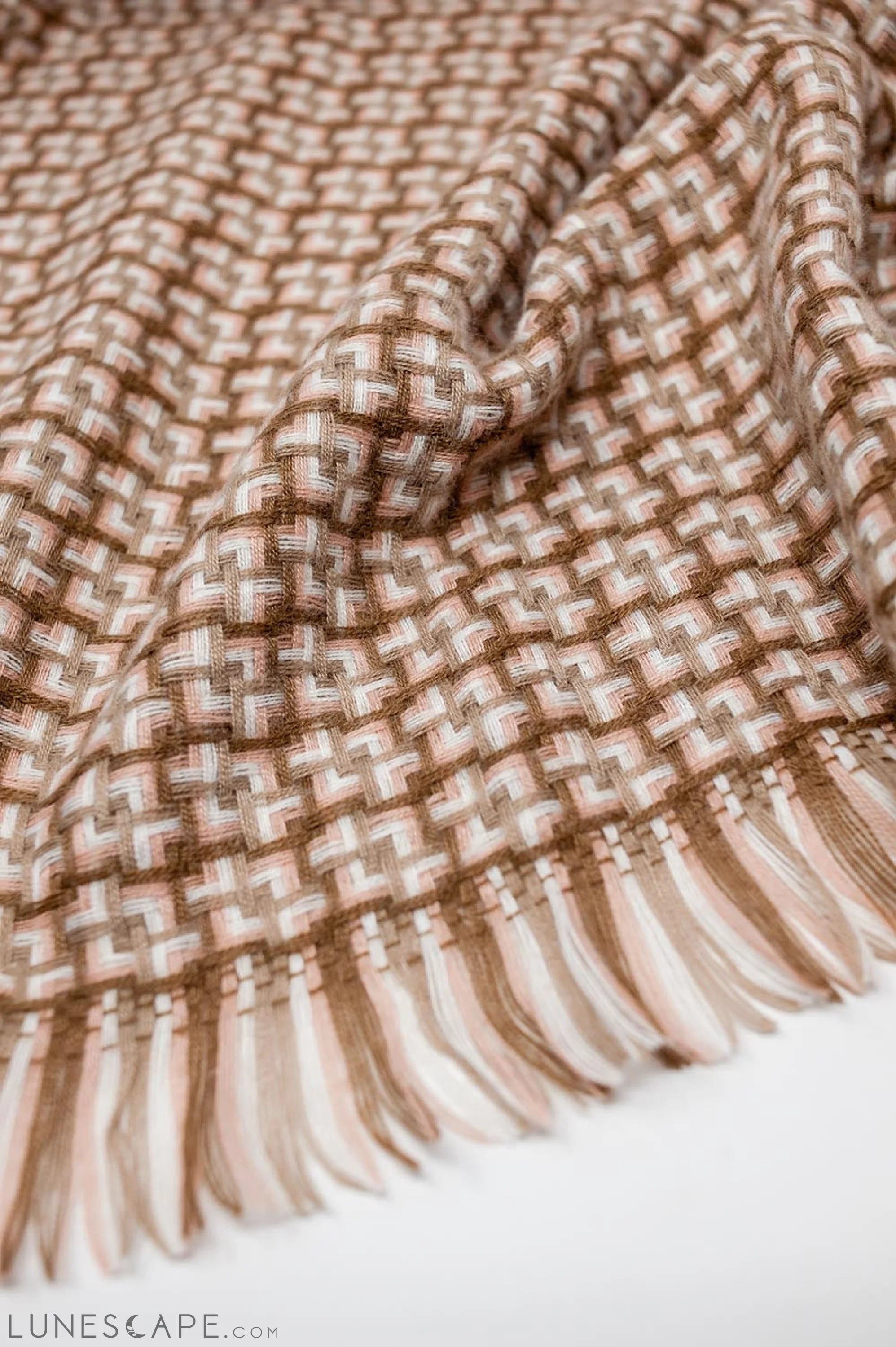 Super Soft Pastel Pink Scarf With Geometric Print LUNESCAPE