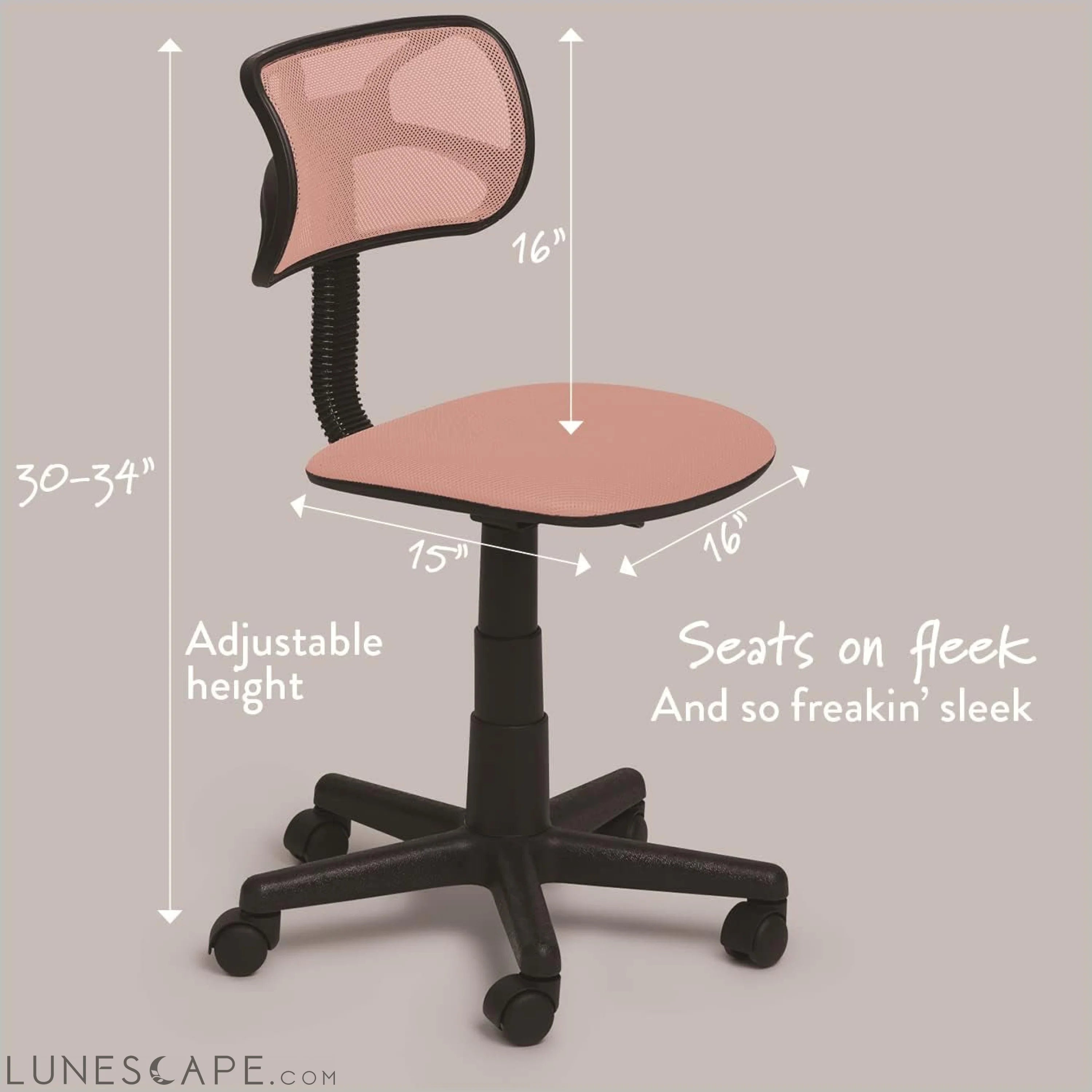 Swivel Mesh Desk Chair, Blush 21D X 21W X 34H In LUNESCAPE