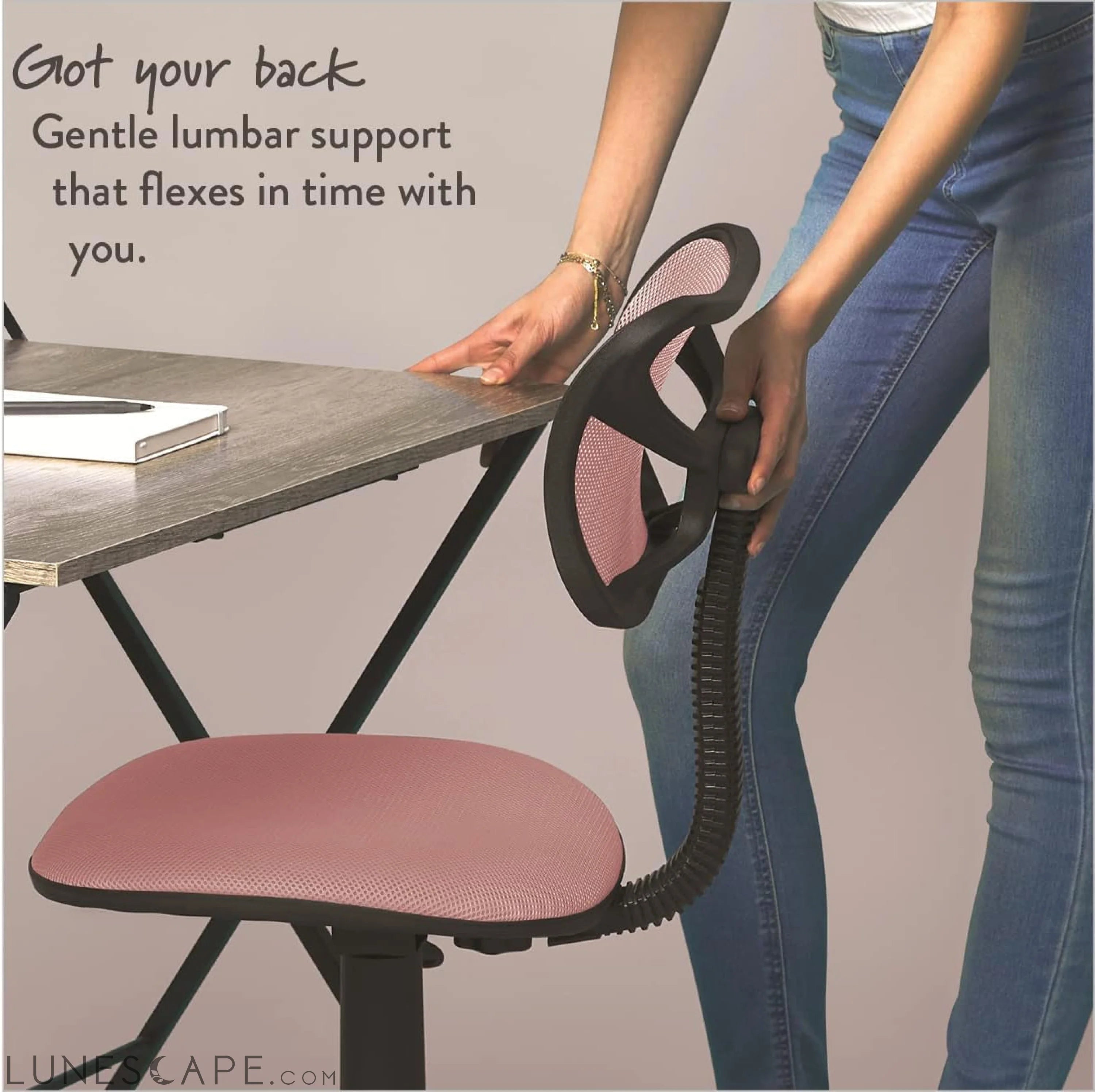 Swivel Mesh Desk Chair, Blush 21D X 21W X 34H In LUNESCAPE