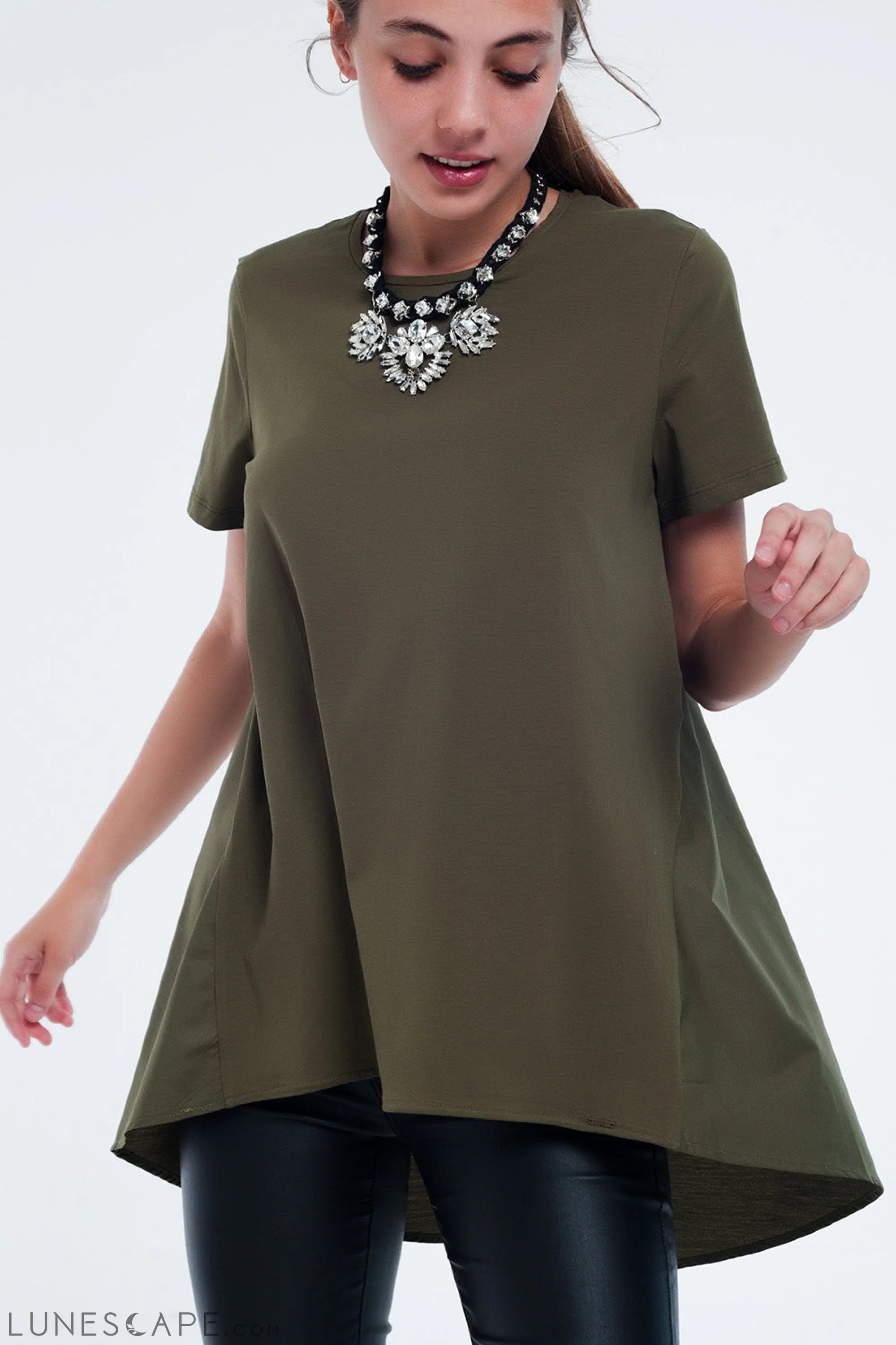 T-Shirt Dress in Khaki LUNESCAPE